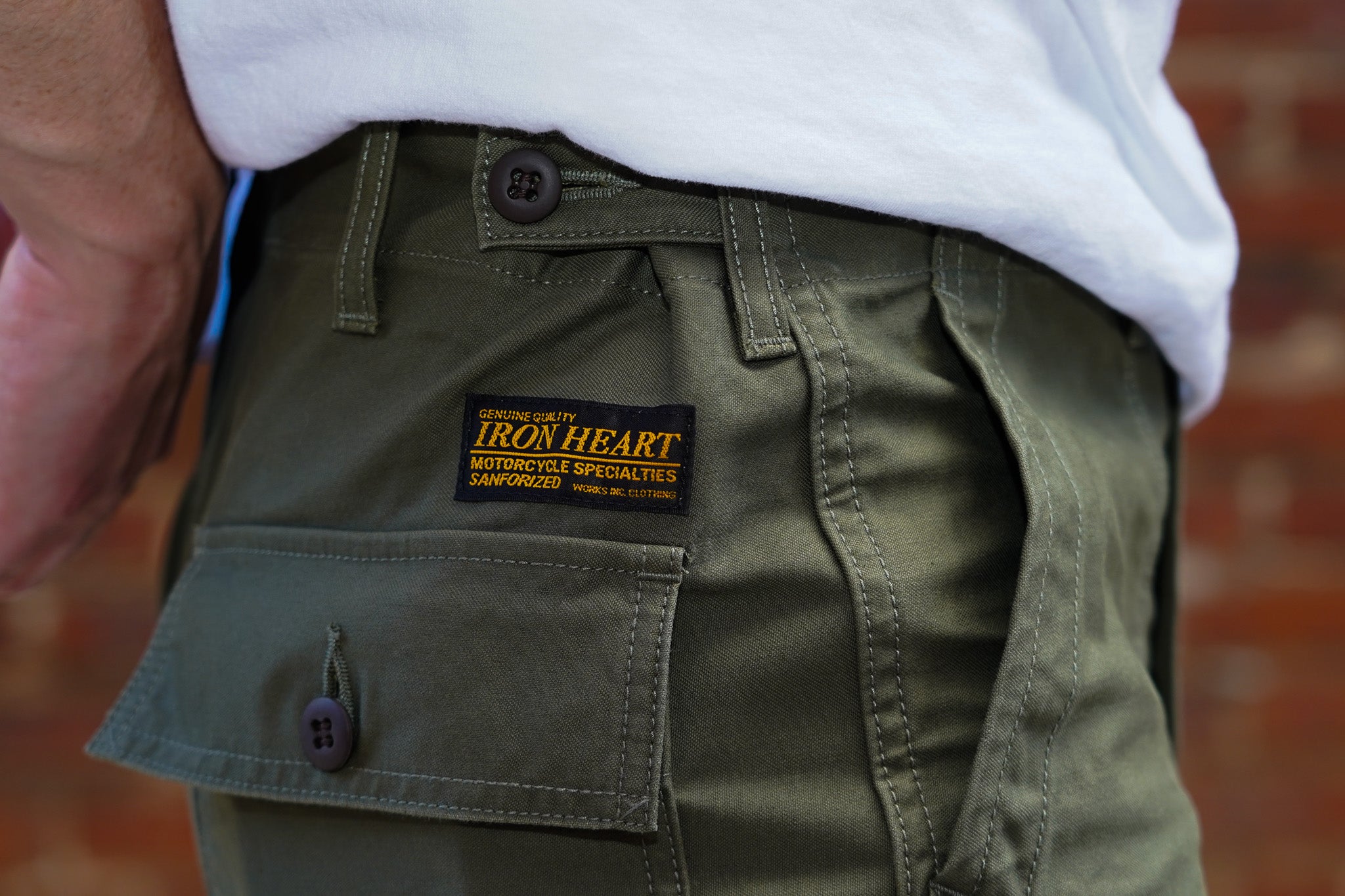 Iron Heart IH-744-GRN 10oz Back Sateen Baker Pants - Army Green