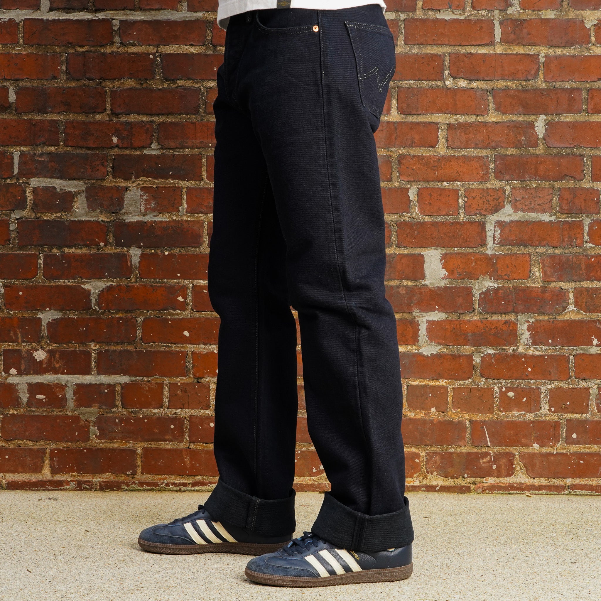 Iron Heart IH-634S-B 21oz Selvedge Denim Straight Cut Jeans - Indigo Overdyed Black
