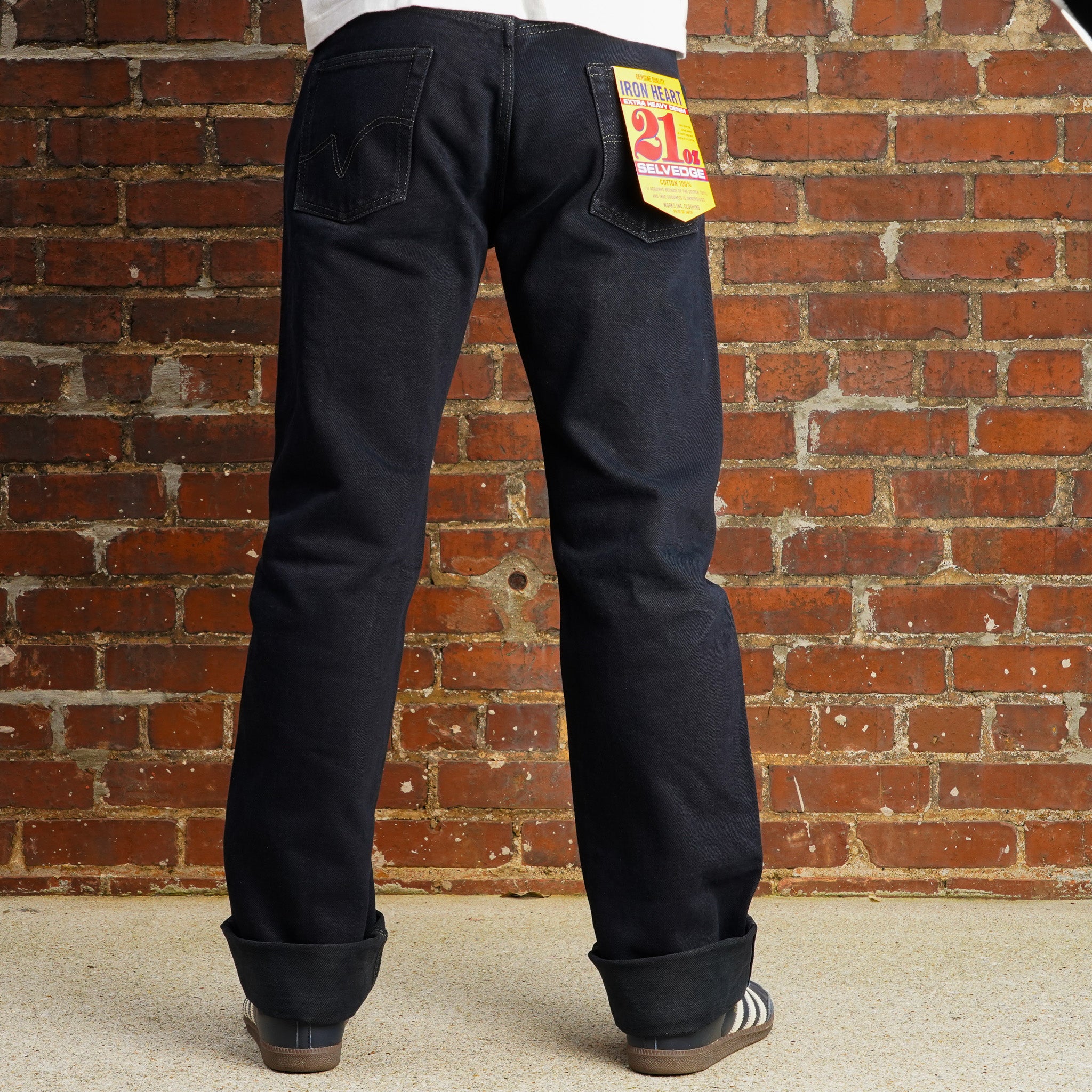 Iron Heart IH-634S-B 21oz Selvedge Denim Straight Cut Jeans - Indigo Overdyed Black