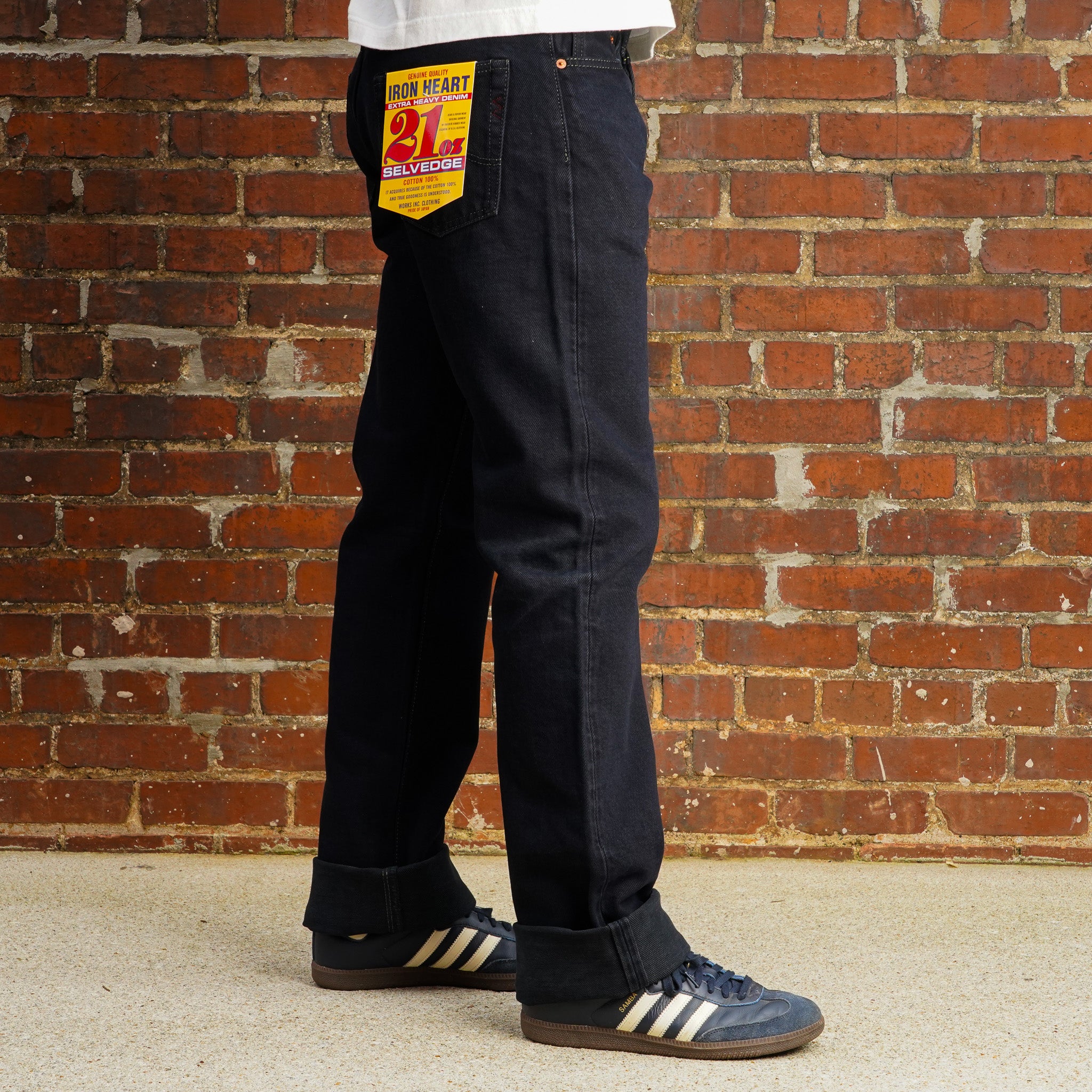 Iron Heart IH-634S-B 21oz Selvedge Denim Straight Cut Jeans - Indigo Overdyed Black