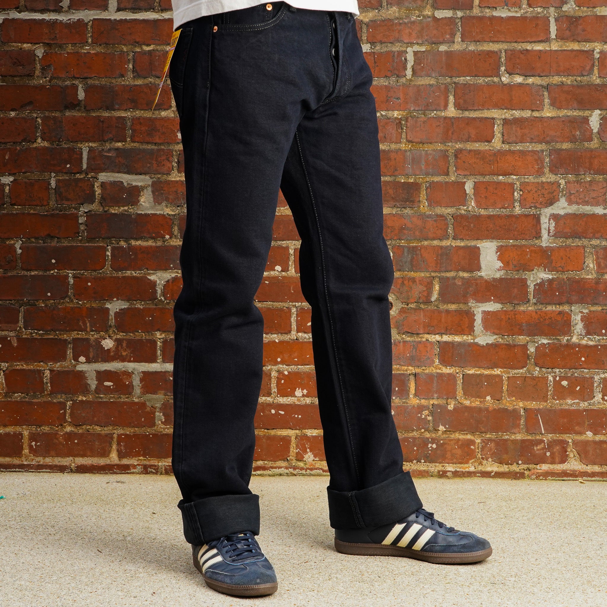 Iron Heart IH-634S-B 21oz Selvedge Denim Straight Cut Jeans - Indigo Overdyed Black