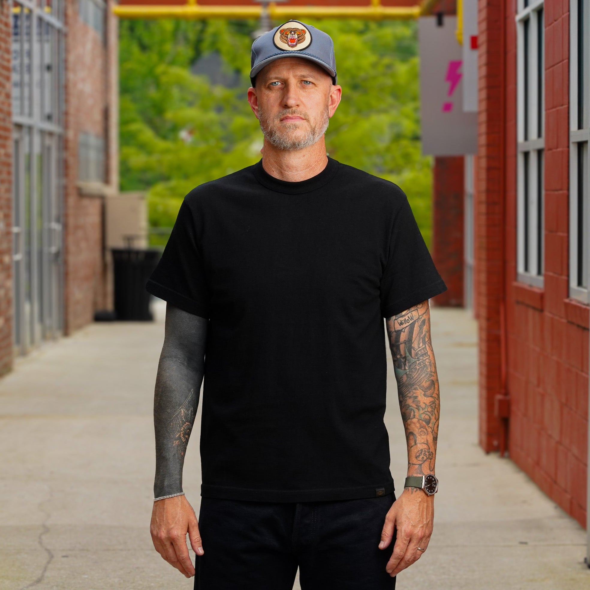 Iron Heart IHT-1610L-BLK 6.5oz Loopwheel Crew Neck T-Shirt (Longer Body) - Black