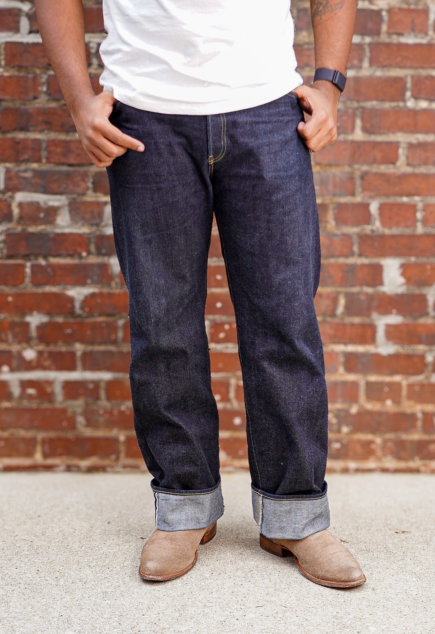 The Flat Head FN-D111 14.5oz Left Hand Twill Wide Leg Selvedge Denim - Indigo