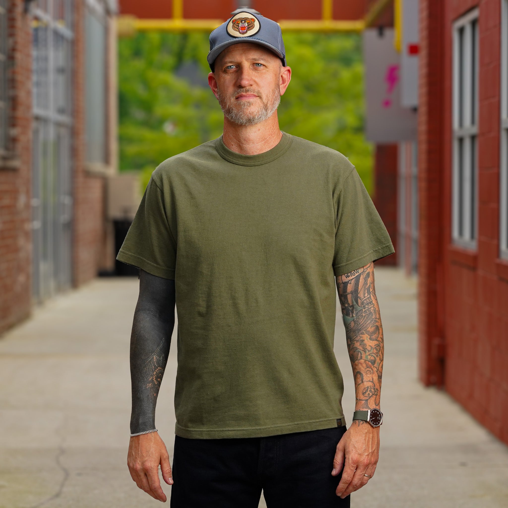 Iron Heart IHT-1610L-OLV 6.5oz Loopwheel Crew Neck T-Shirt (Longer Body) - Olive