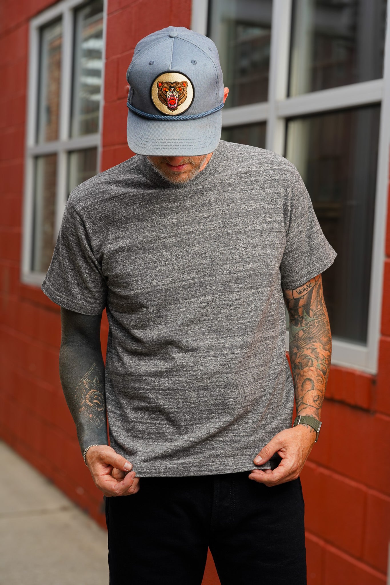 Iron Heart IHT-1610L-GRY 6.5oz Loopwheel Crew Neck T-Shirt (Longer Body) - Grey
