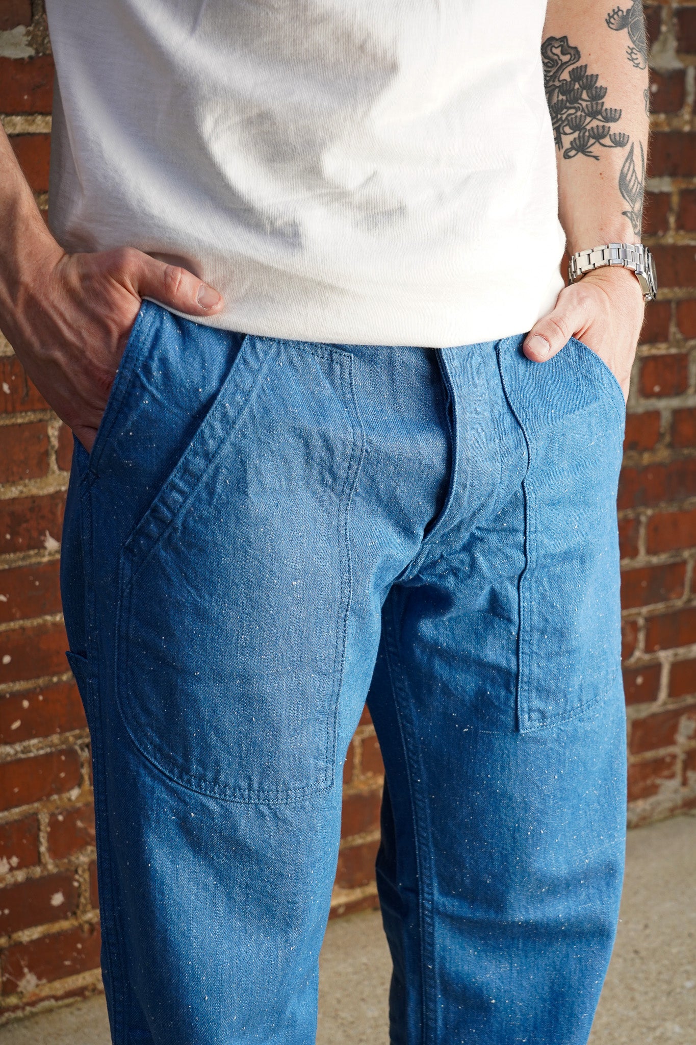 Pure Blue Japan LP-1191-L 10oz Double Pocket Worker Pants - Light Indigo