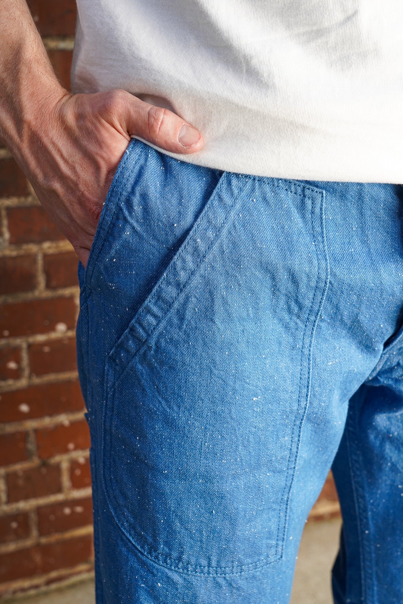 Pure Blue Japan LP-1191-L 10oz Double Pocket Worker Pants - Light Indigo