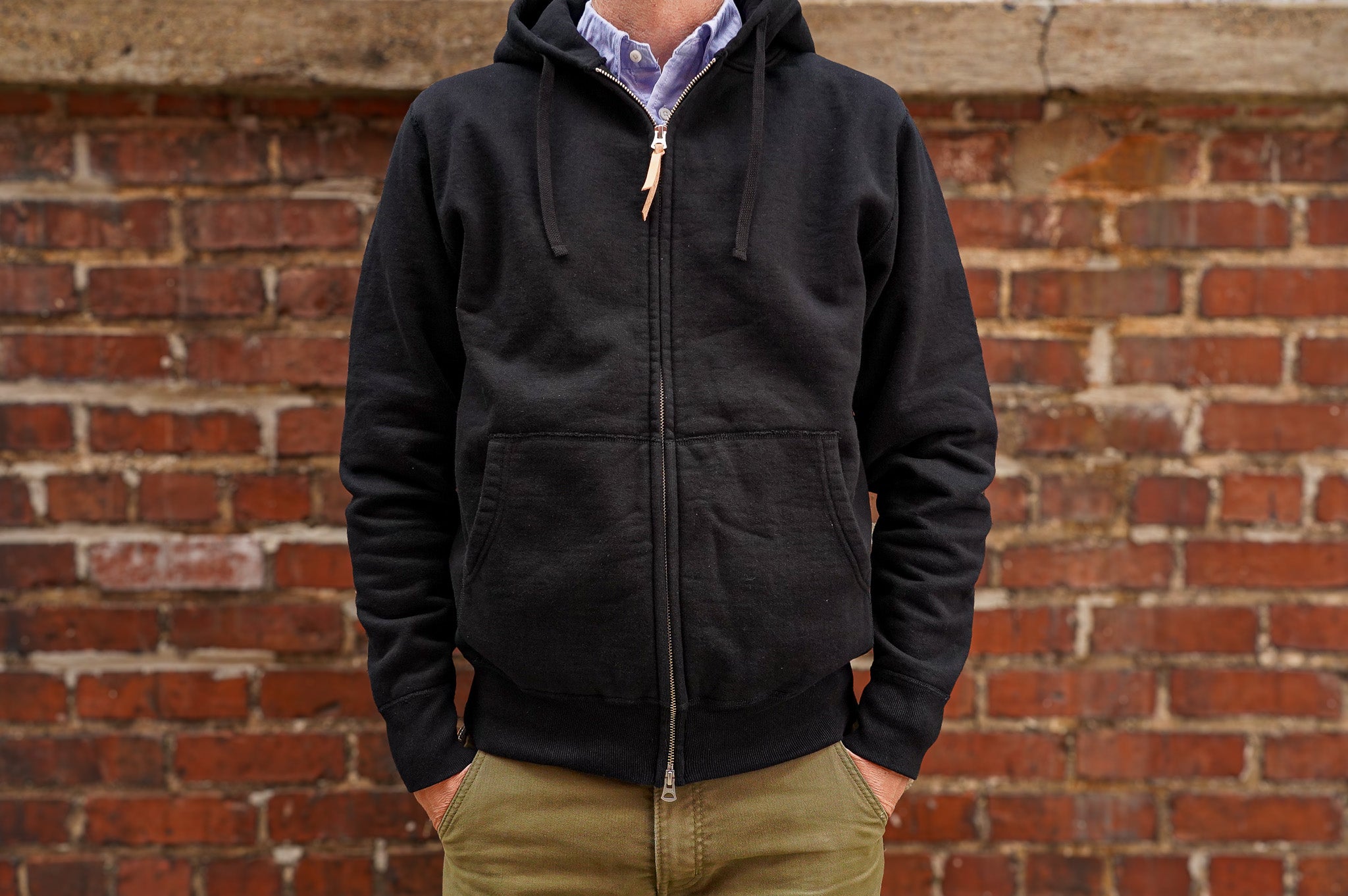 Iron Heart IHSW-10-BLK 14oz Ultra Heavyweight Loopwheel Cotton Zip Up Hoodie – Black
