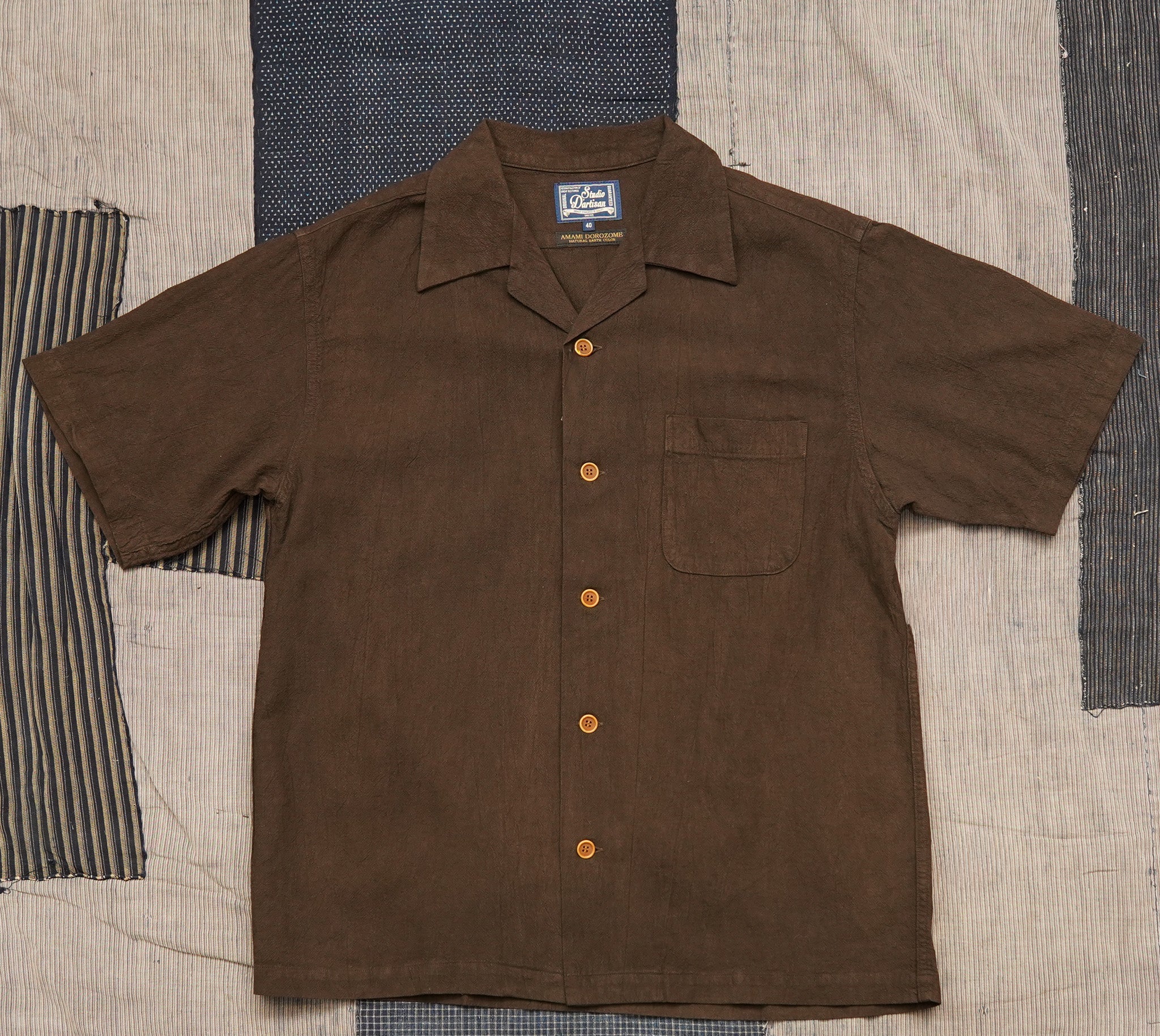 Studio D'Artisan 5739 Cotton/Linen Amami-Dorozome Mud-Dyed Shirt