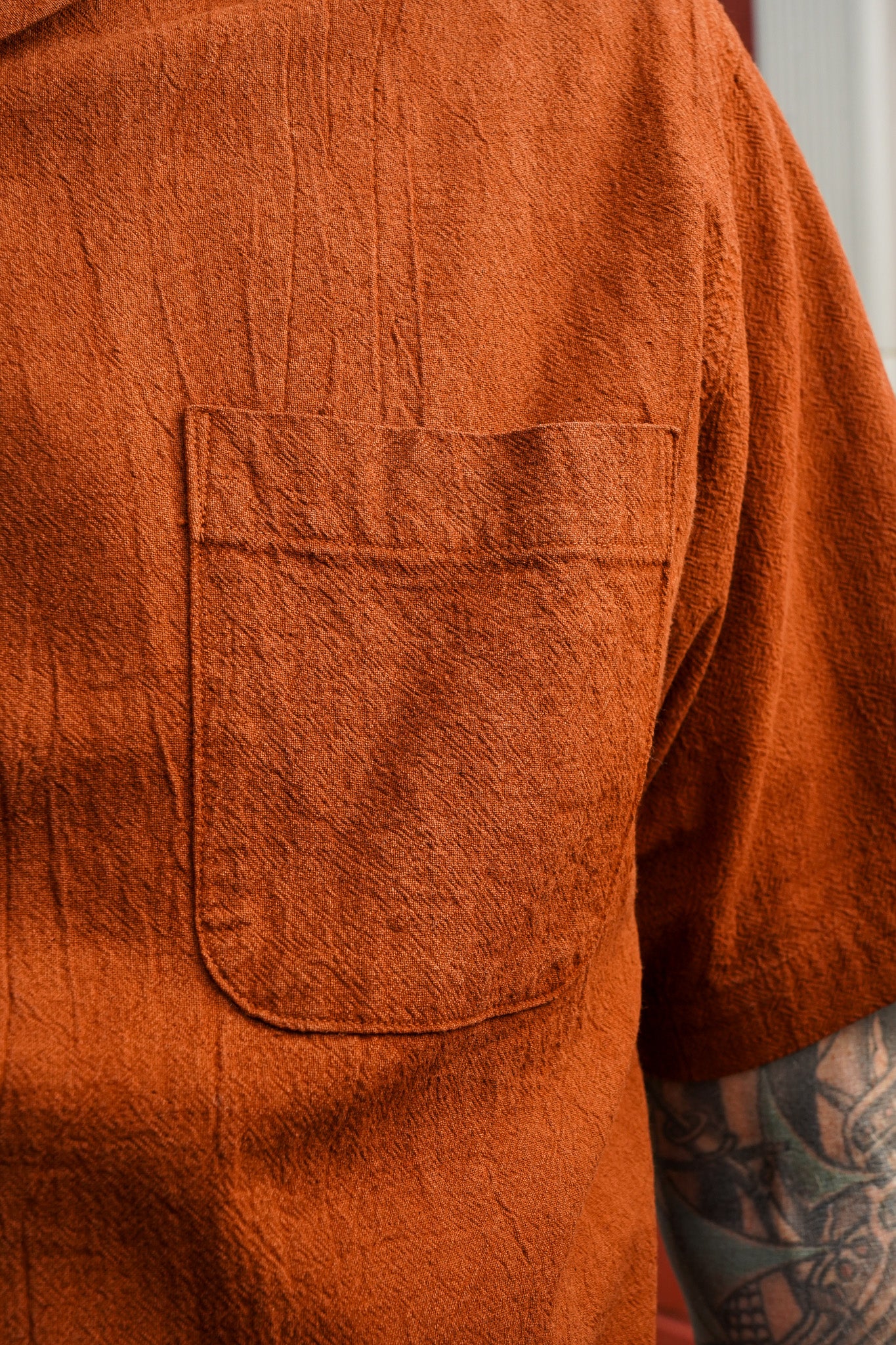 Studio D'Artisan 5739 Cotton/Linen Amami-Dorozome Mud-Dyed Shirt - Light Brown