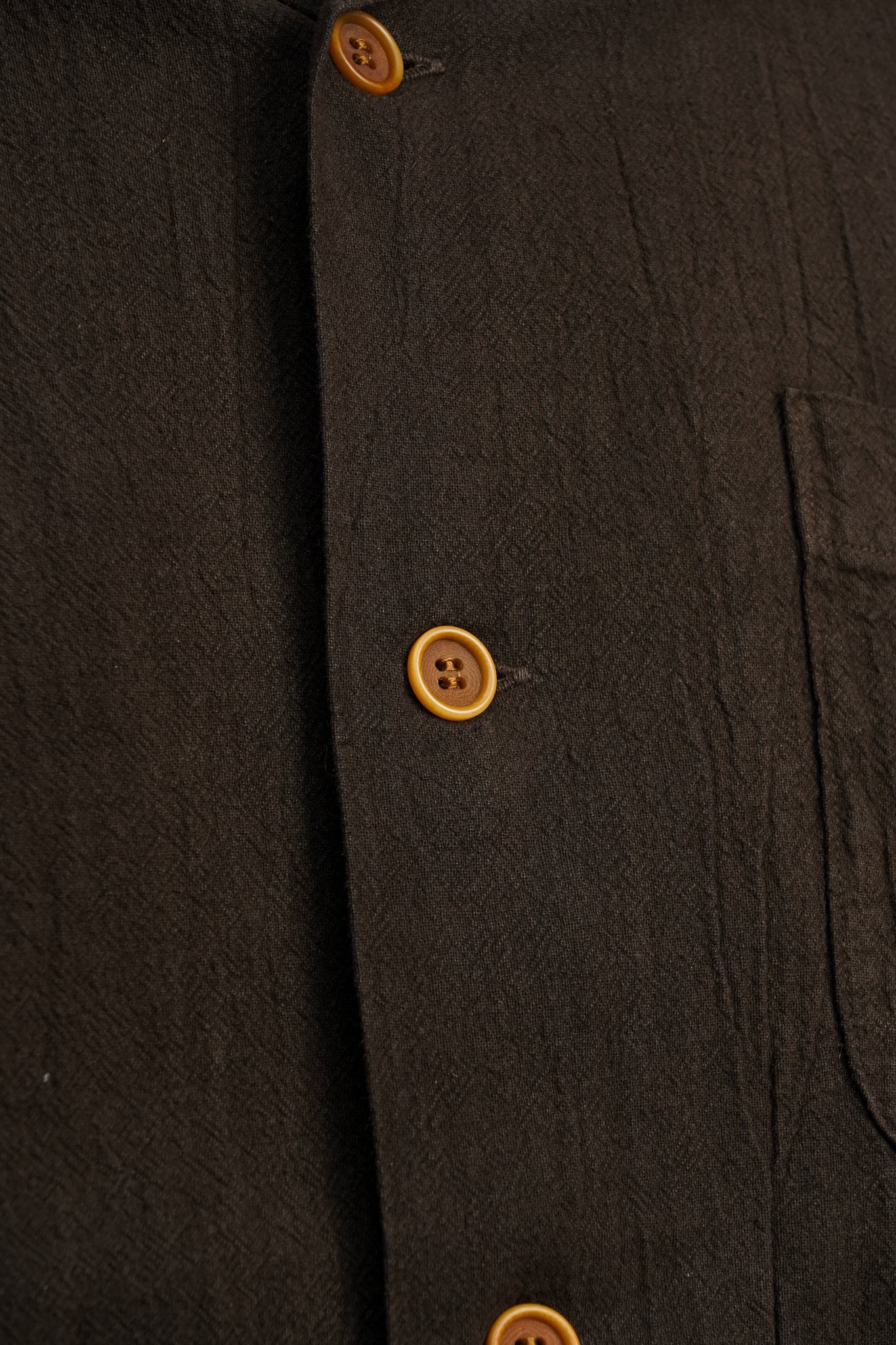 Studio D'Artisan 5739 Cotton/Linen Amami-Dorozome Mud-Dyed Shirt - Dark Brown