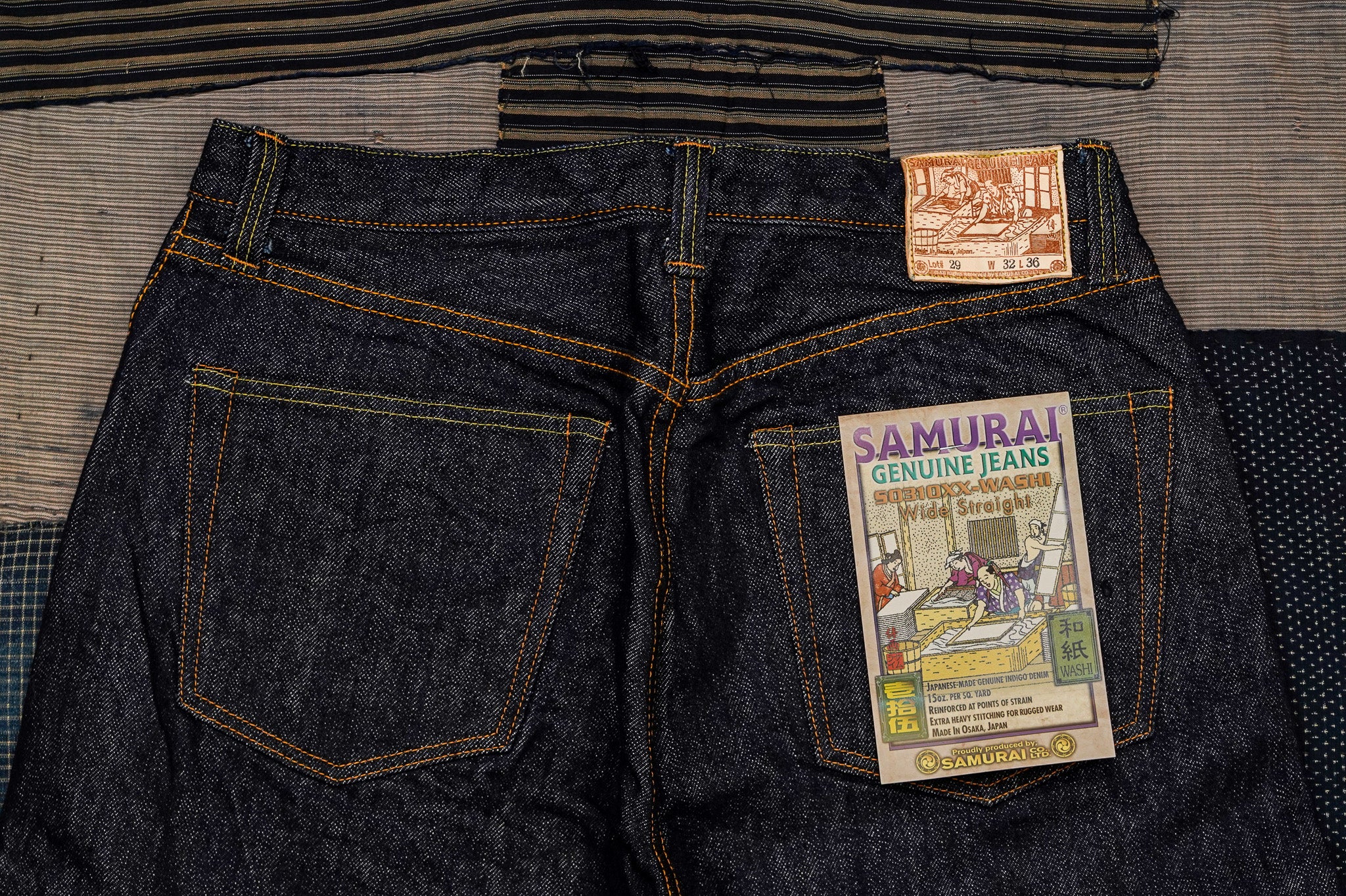 Samurai S310XX-WASHI 15oz Washi Denim Super Wide Leg Fit - Indigo