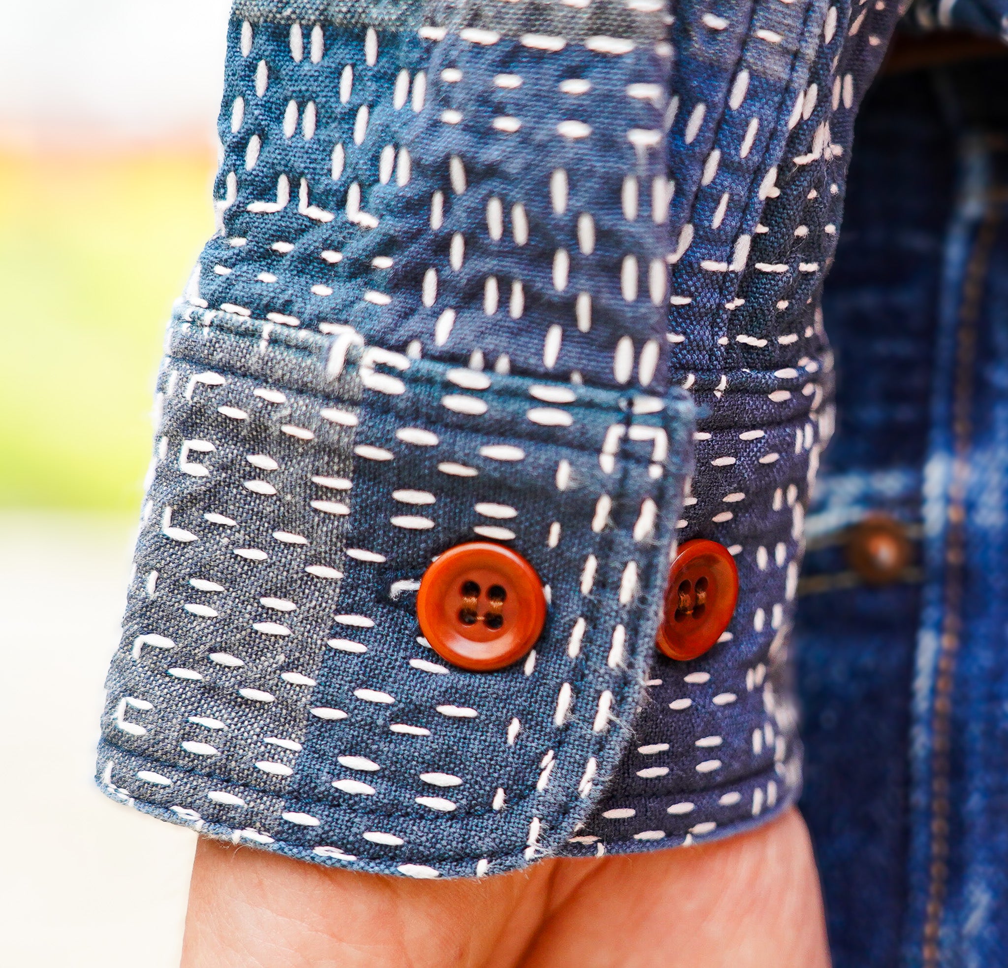 Studio D'Artisan 5651 Noragi Sashiko Shirt - Blue