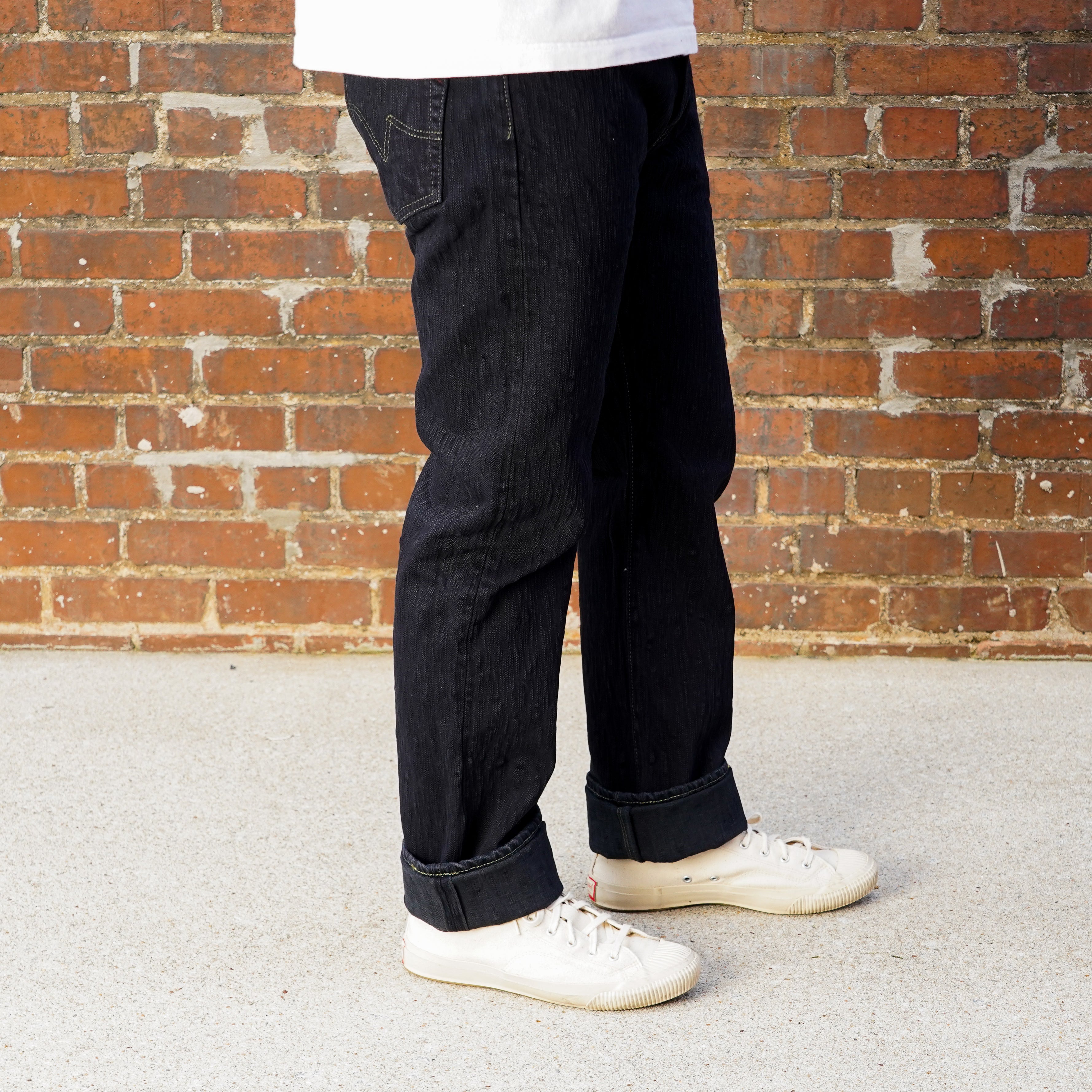 Iron Heart IH-888S-SLBod 16oz Slubby Selvedge Denim Relaxed Tapered Cut Jeans - Indigo Overdyed Black