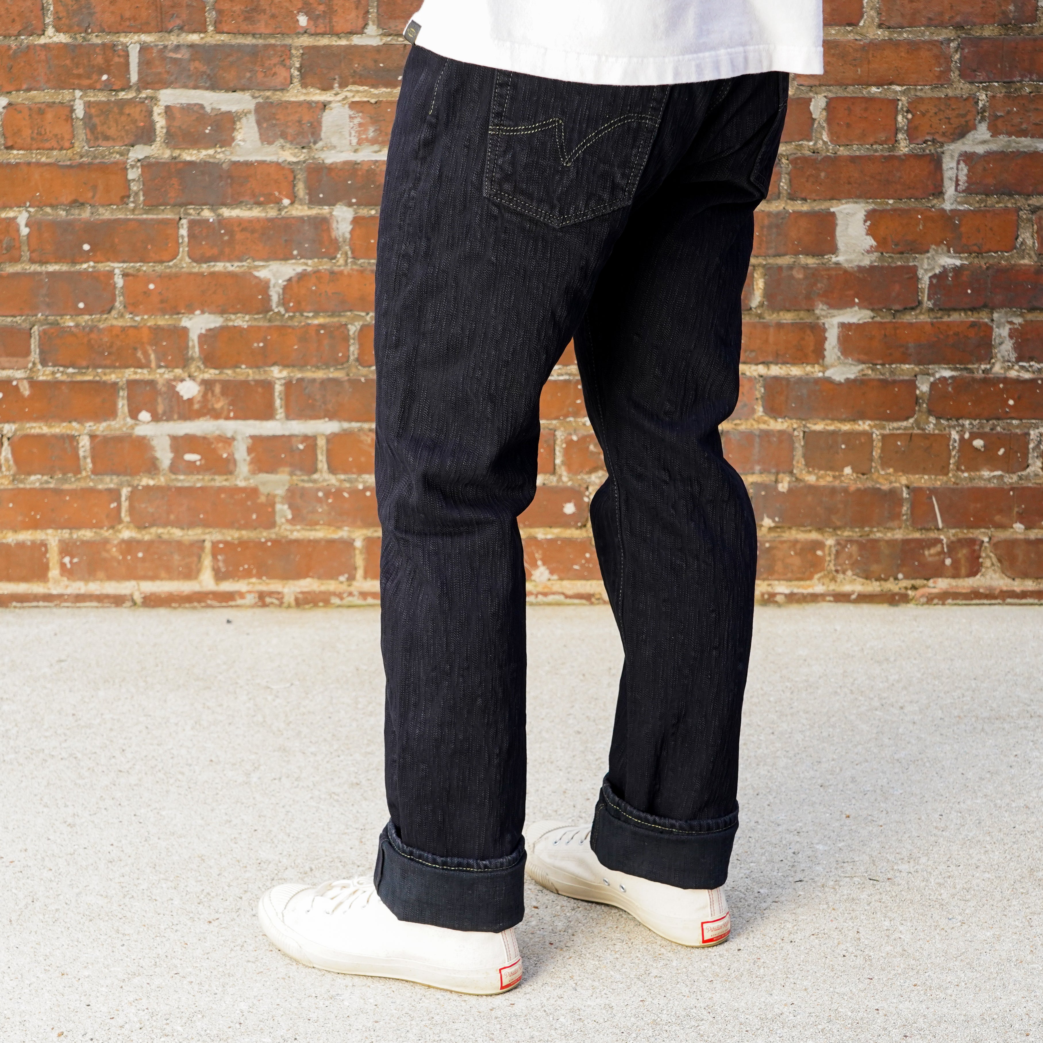 Iron Heart IH-888S-SLBod 16oz Slubby Selvedge Denim Relaxed Tapered Cut Jeans - Indigo Overdyed Black