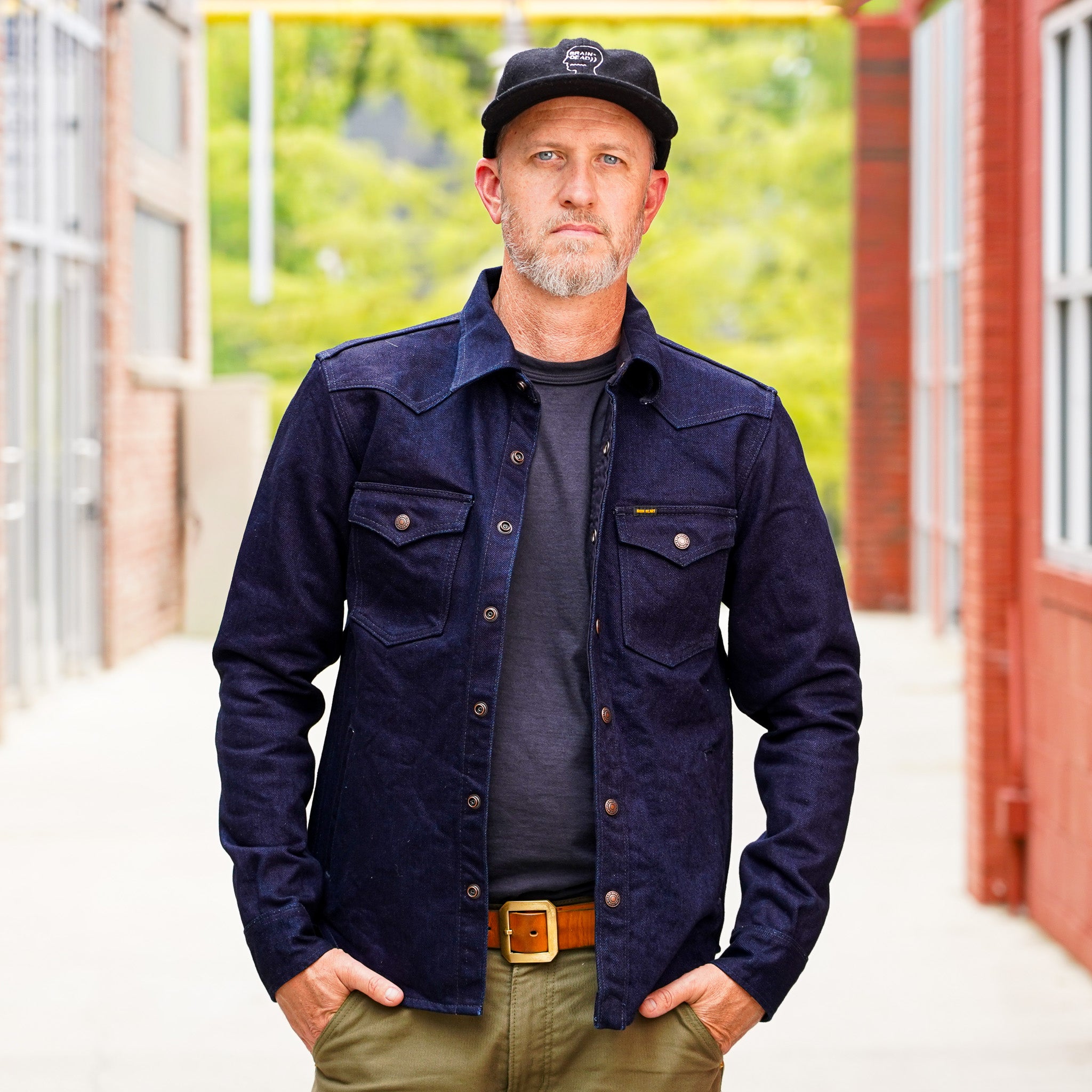 Iron Heart IHSH-409-IB 19oz Selvedge Denim CPO Shirt - Indigo/Black