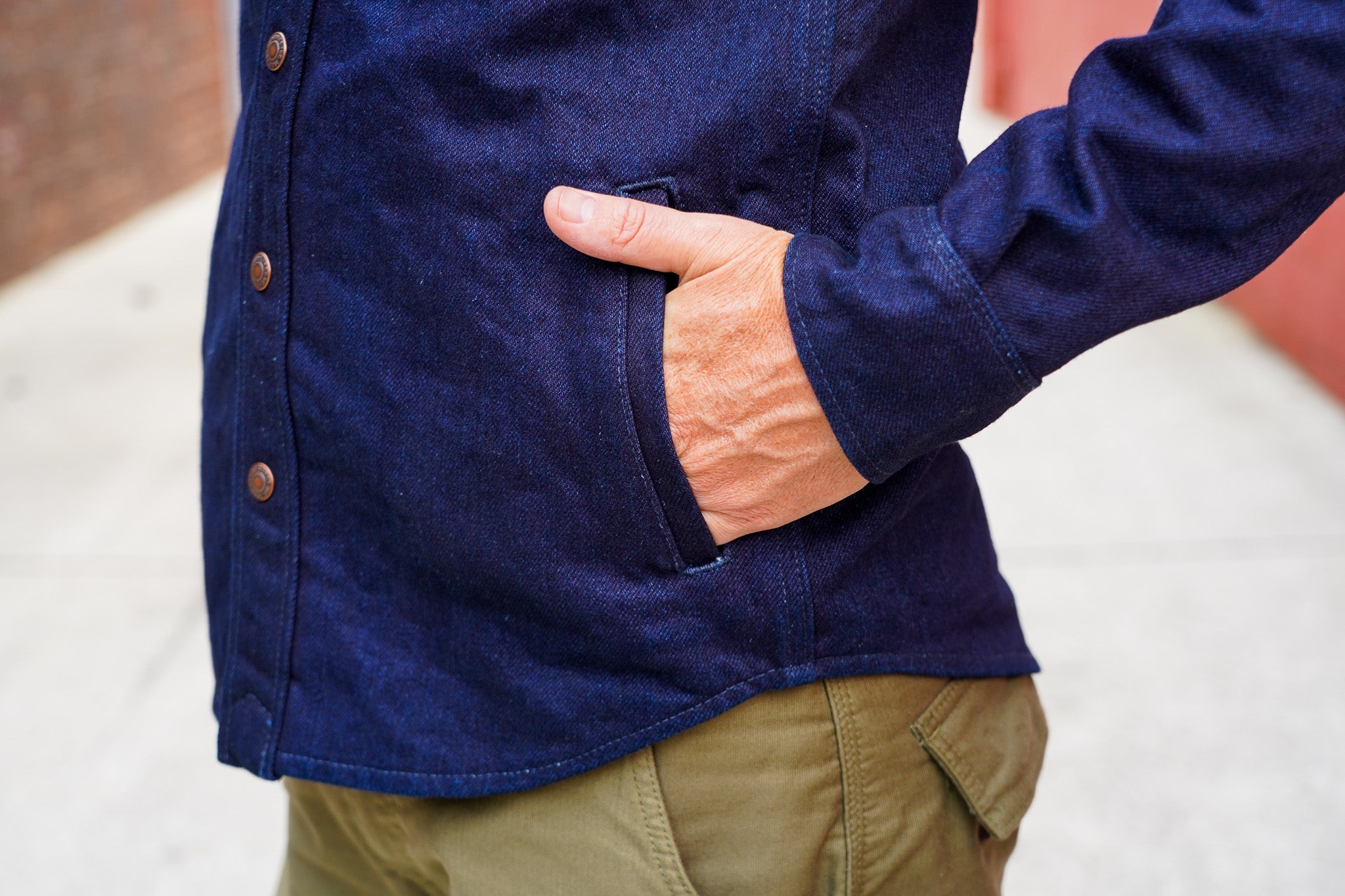 Iron Heart IHSH-409-IB 19oz Selvedge Denim CPO Shirt - Indigo/Black