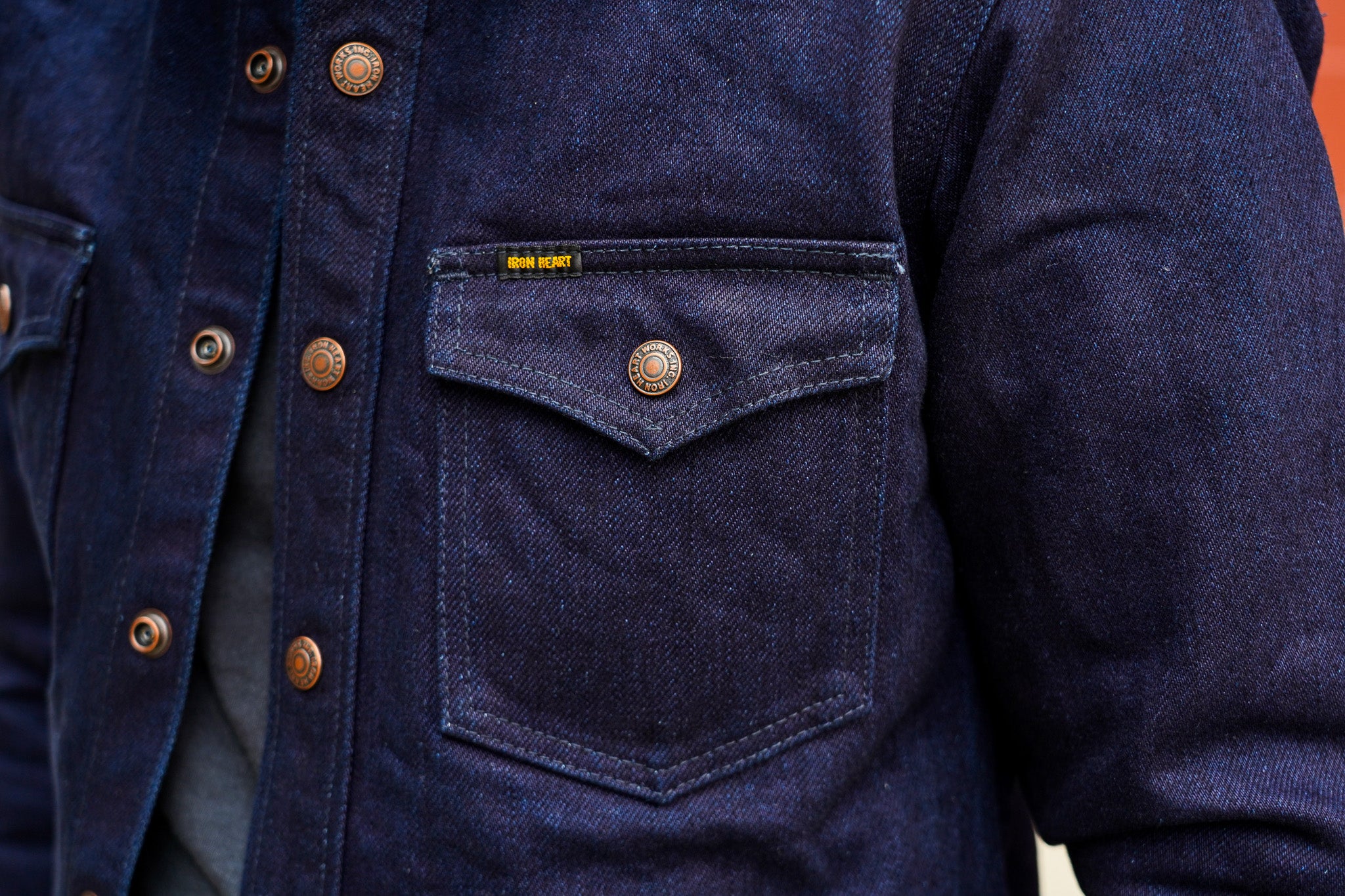 Iron Heart IHSH-409-IB 19oz Selvedge Denim CPO Shirt - Indigo/Black