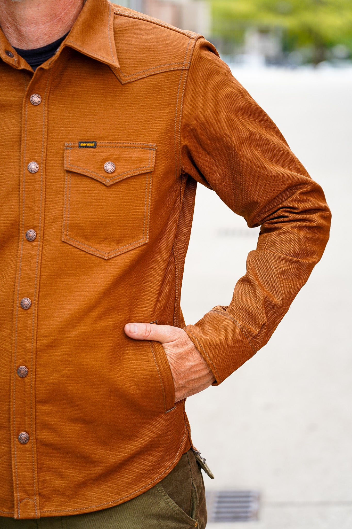 Iron Heart IHSH-422-BRN 17oz Cotton Duck CPO Shirt - Brown