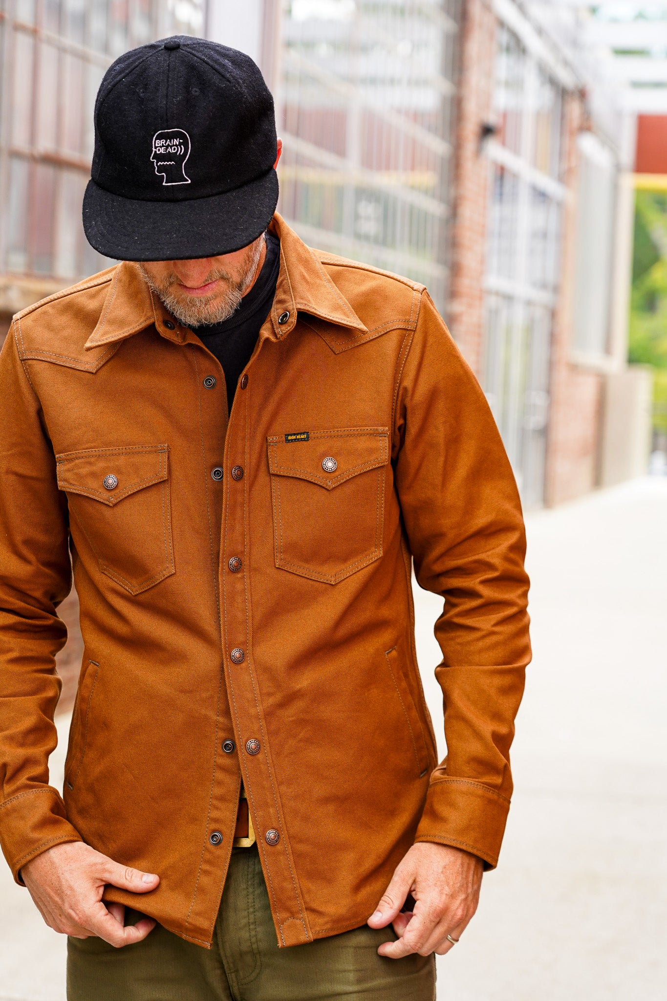 Iron Heart IHSH-422-BRN 17oz Cotton Duck CPO Shirt - Brown