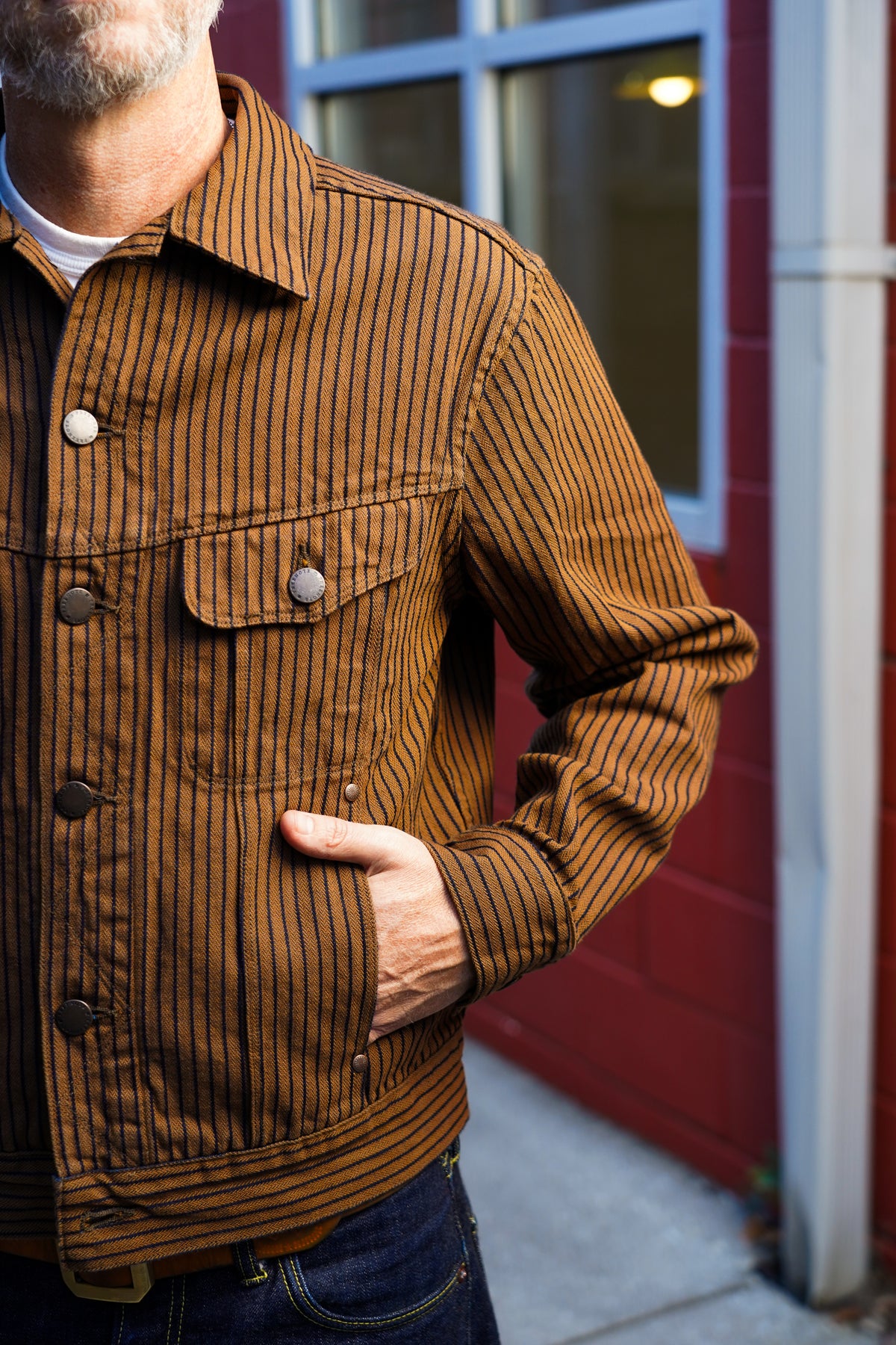 Freenote Cloth High Low Jacket - Brown Herringbone Dobby