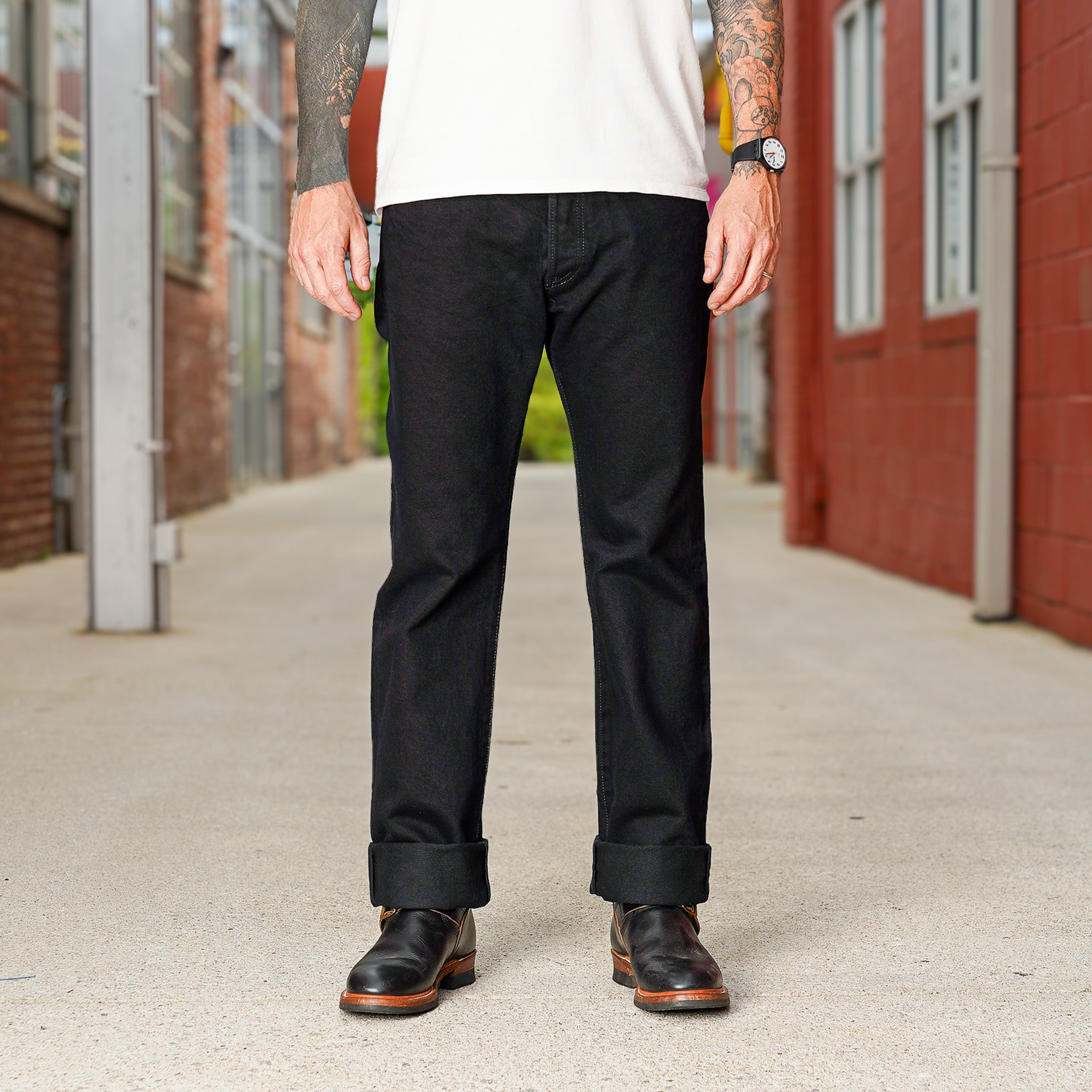 Iron Heart IH-634S-142od 14oz Selvedge Denim Straight Cut Jeans - Indigo Overdyed Black