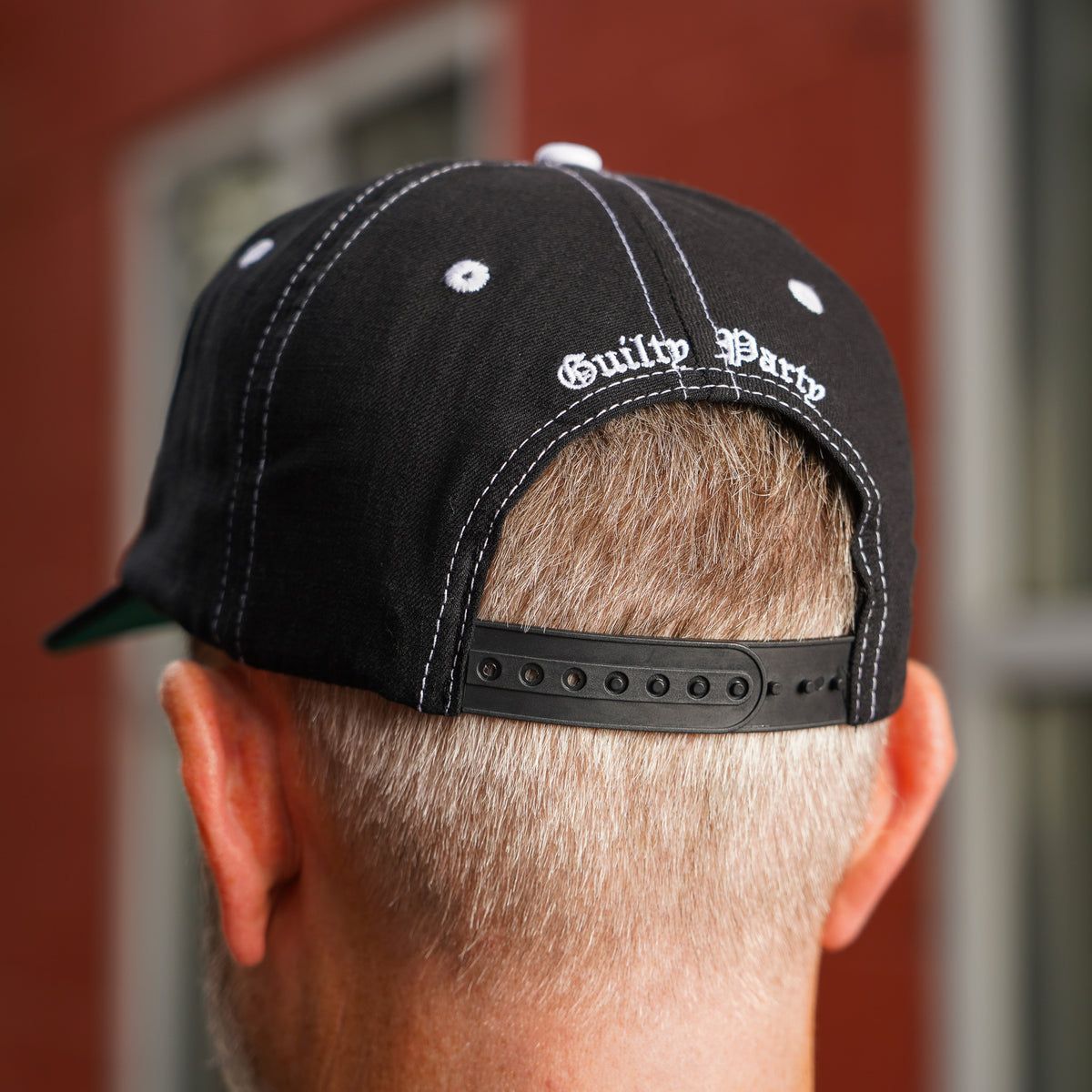 Guilty Party Embroidered Snapback Hat - Black Hemp Cotton