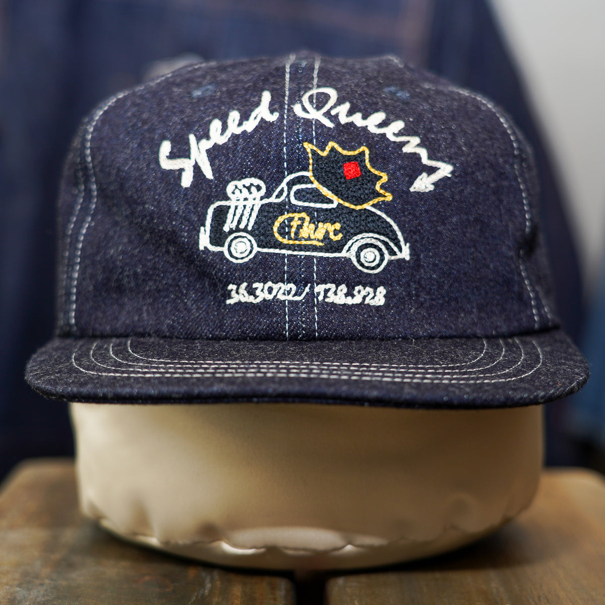 The Flat Head 12oz Denim Speed Queen Trucker Cap - Indigo