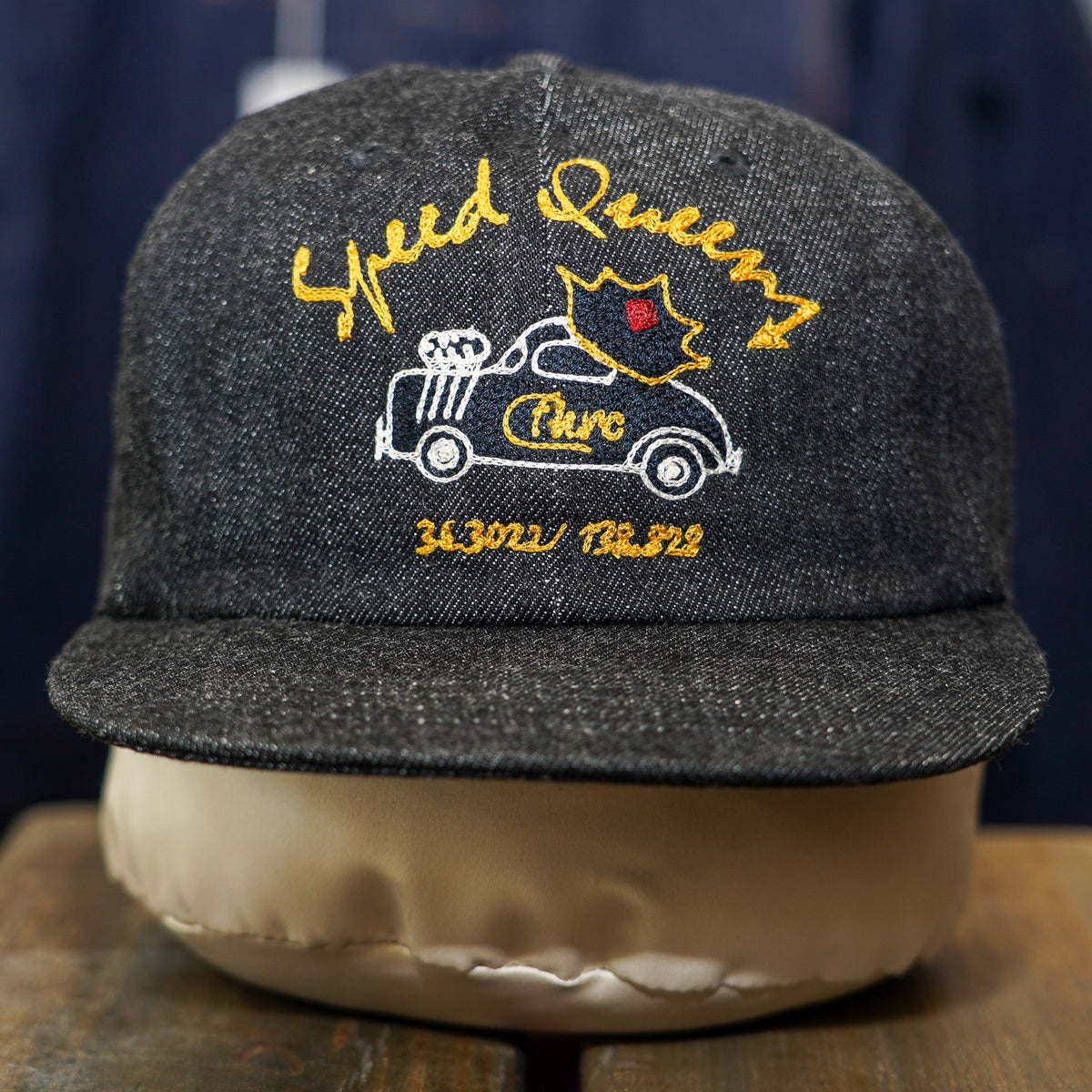 The Flat Head 12oz Denim Speed Queen Trucker Cap - Black