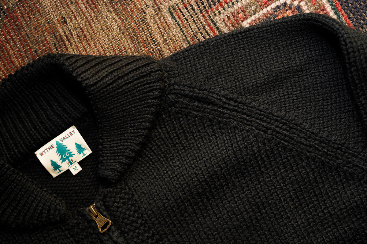 Wythe Zip Shawl Cardigan - Black