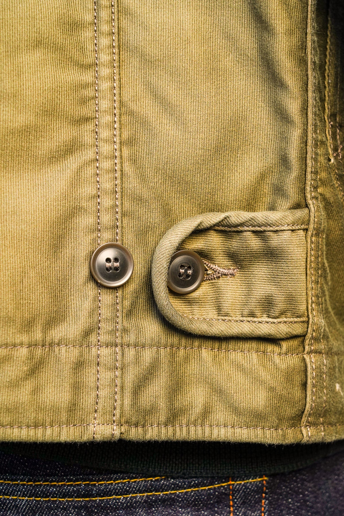 Iron Heart IHM-53-ODG 12oz Whipcord Lightweight N1 Deck Jacket - Olive Drab Green