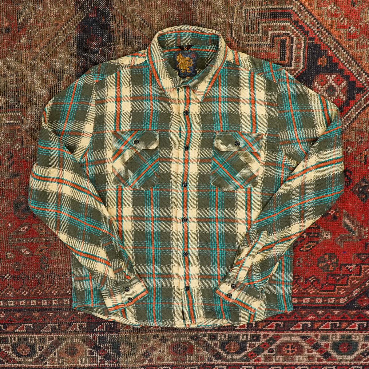 Indigofera Bryson Prima Flannel Check Flannel - Charcoal/Beige/Turquoise/Rust