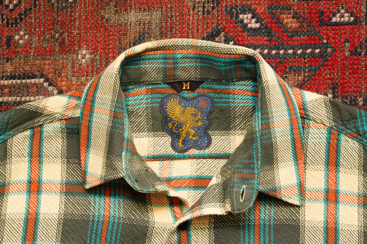 Indigofera Bryson Prima Flannel Check Flannel - Charcoal/Beige/Turquoise/Rust