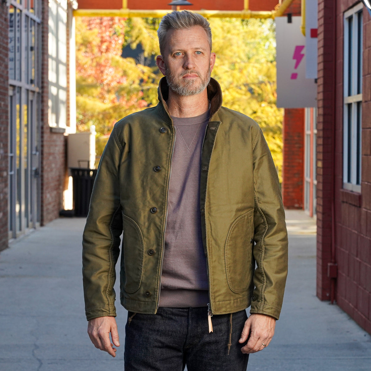 Iron Heart IHM-53-ODG 12oz Whipcord Lightweight N1 Deck Jacket - Olive Drab Green