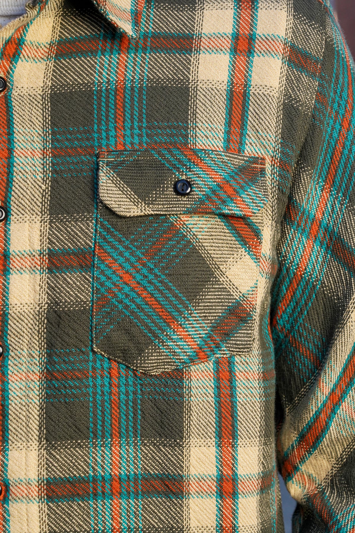 Indigofera Bryson Prima Flannel Check Flannel - Charcoal/Beige/Turquoise/Rust