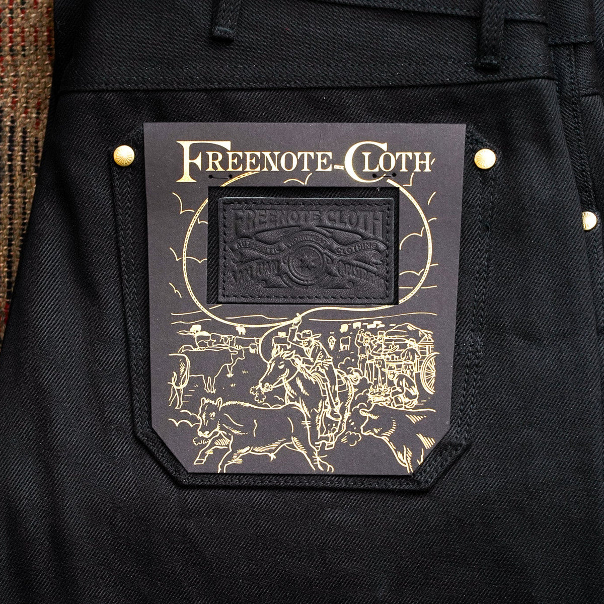 Freenote Cloth Wilkes Wide Riding Cut -15.75oz Double Black
