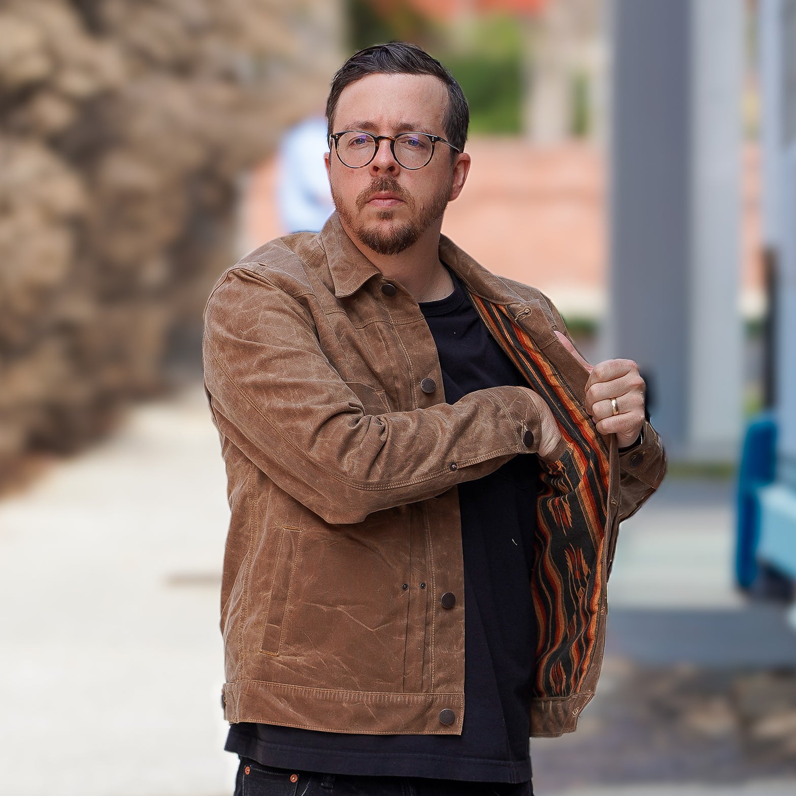 Freenote Cloth RJ-1 Riders Jacket Waxed Canvas - Rust