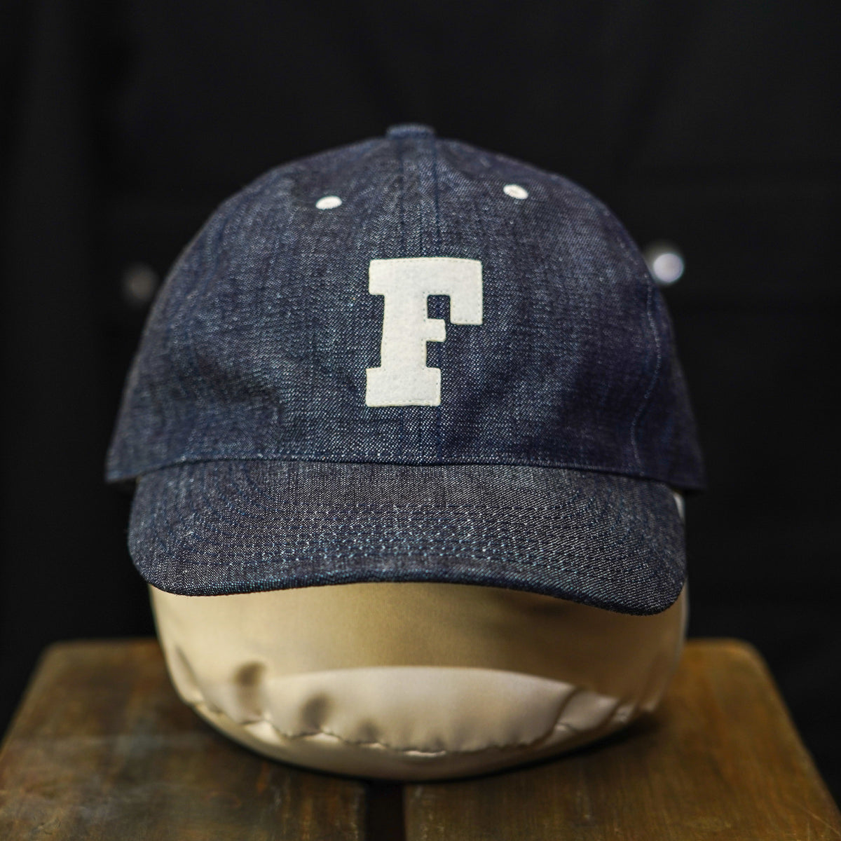 Fullcount 6843 6 Panel Denim "F" Baseball Cap - Indigo Blue
