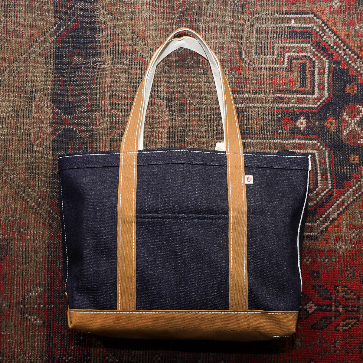 UES Zipper Tote - Denim/Brown Canvas