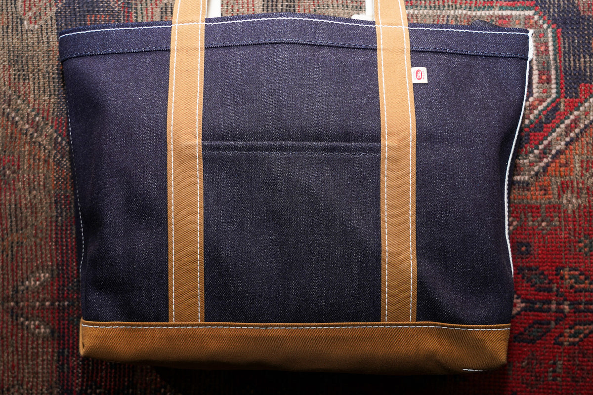UES Zipper Tote - Denim/Brown Canvas