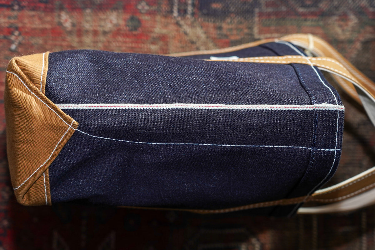 UES Zipper Tote - Denim/Brown Canvas