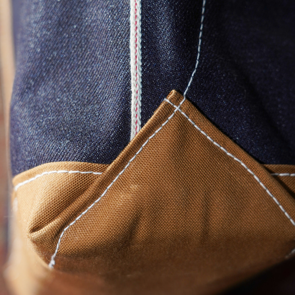 UES Zipper Tote - Denim/Brown Canvas