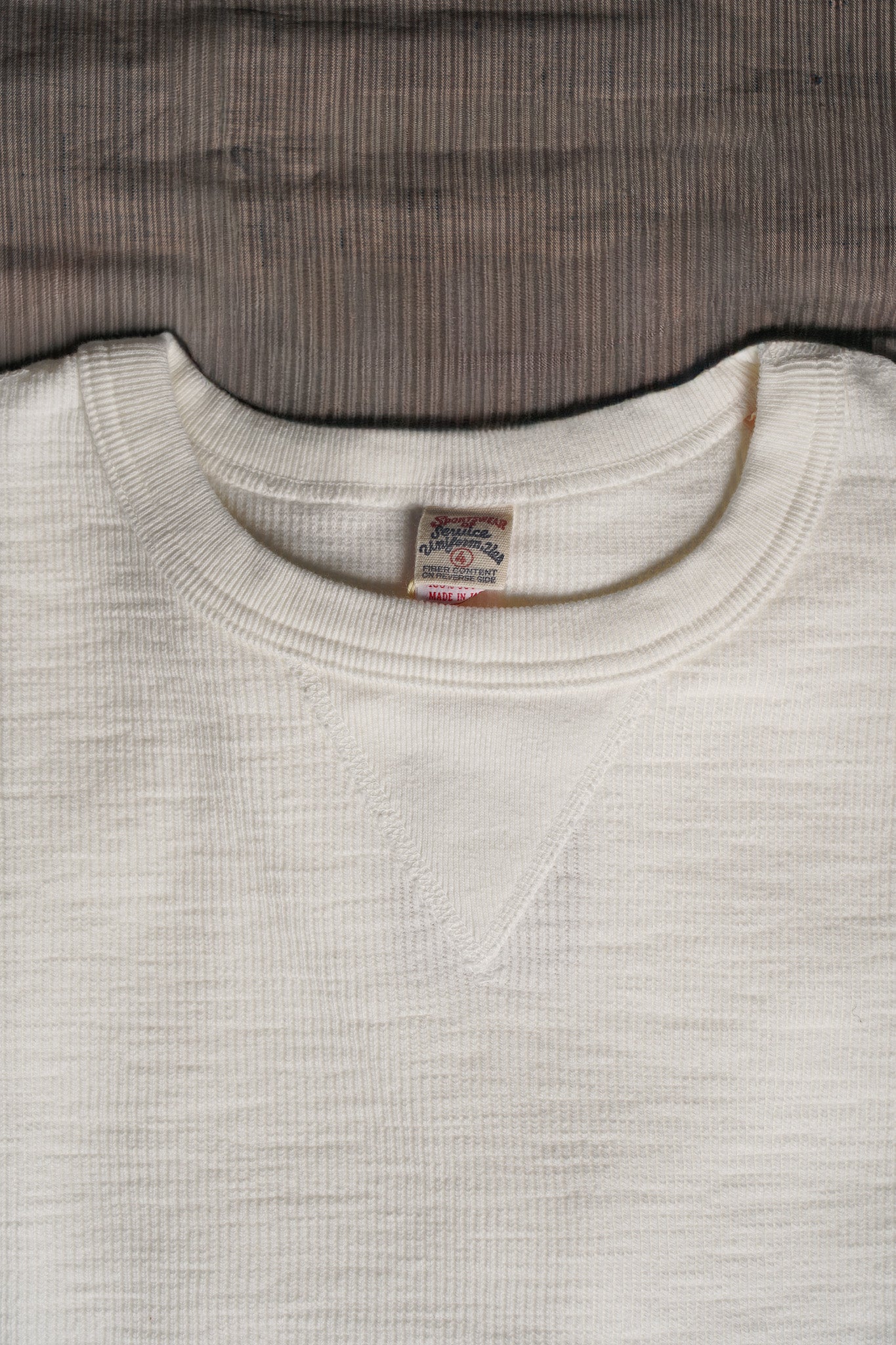 UES Rib Knit V-Gusset Long Sleeve T-Shirt - White