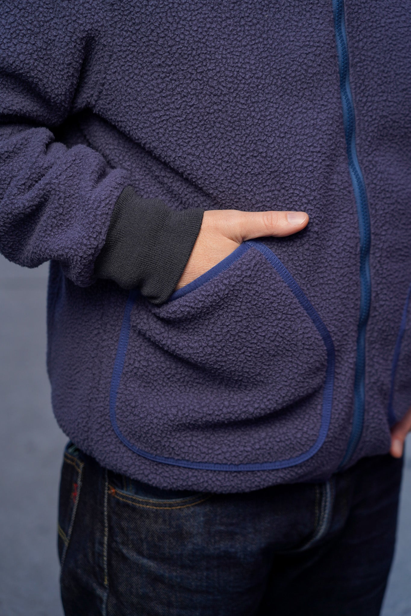 Iron Heart IHJ-157-NAV Reversible Fleece Jacket - Navy