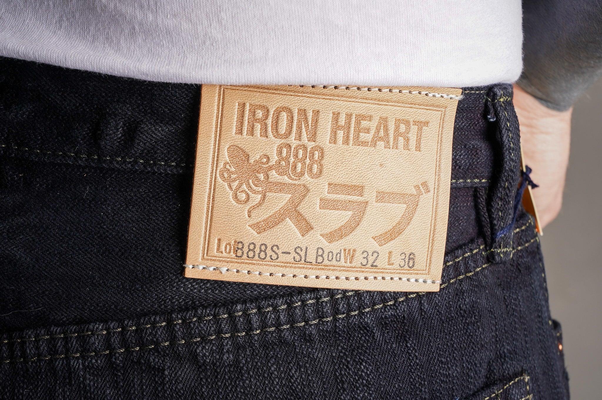 Iron Heart IH-888S-SLBod 16oz Slubby Selvedge Denim Relaxed Tapered Cut Jeans - Indigo Overdyed Black
