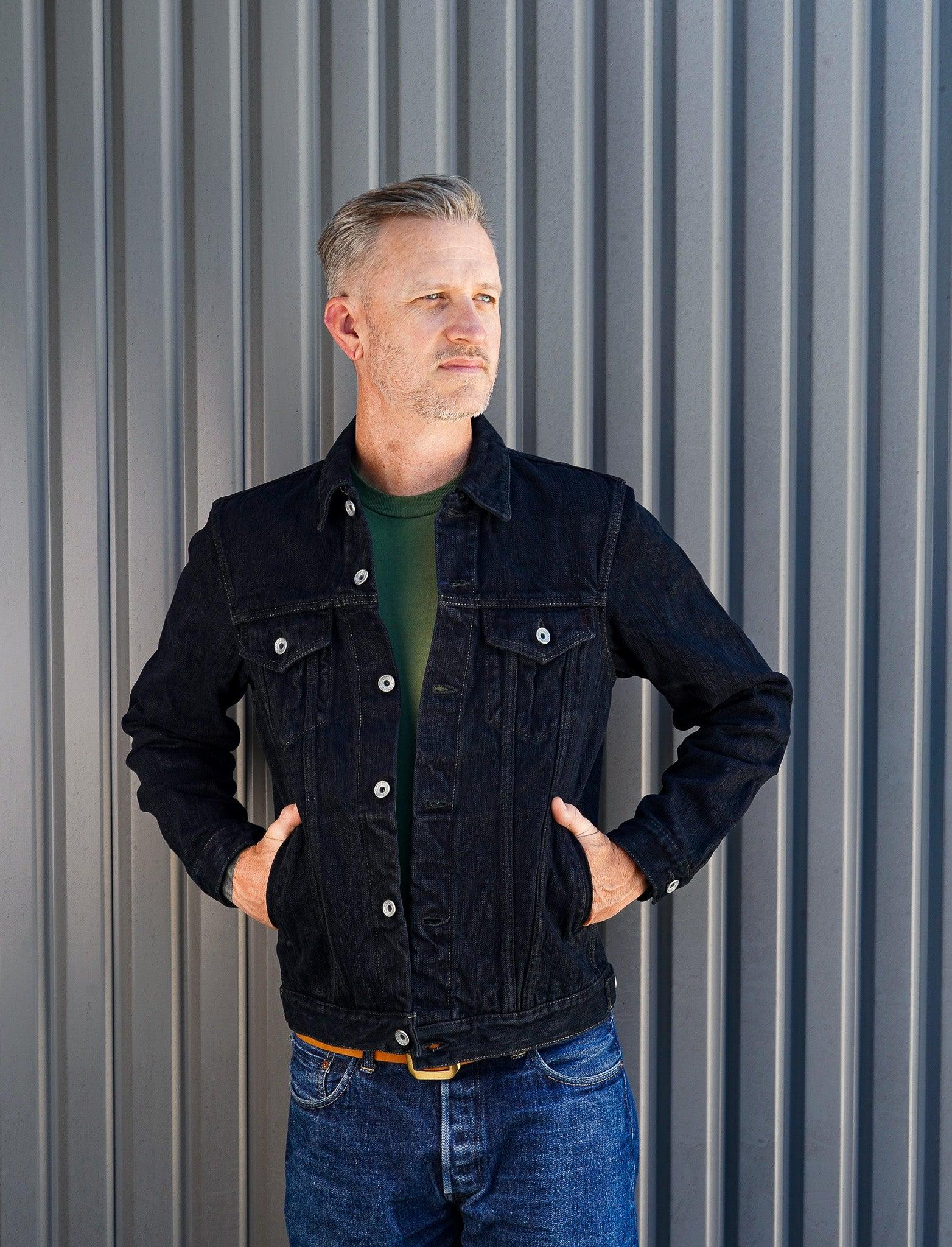 Iron Heart IH-526J-SLBod 16oz Slubby Selvedge Denim Type III Jacket - Indigo Overdyed Black
