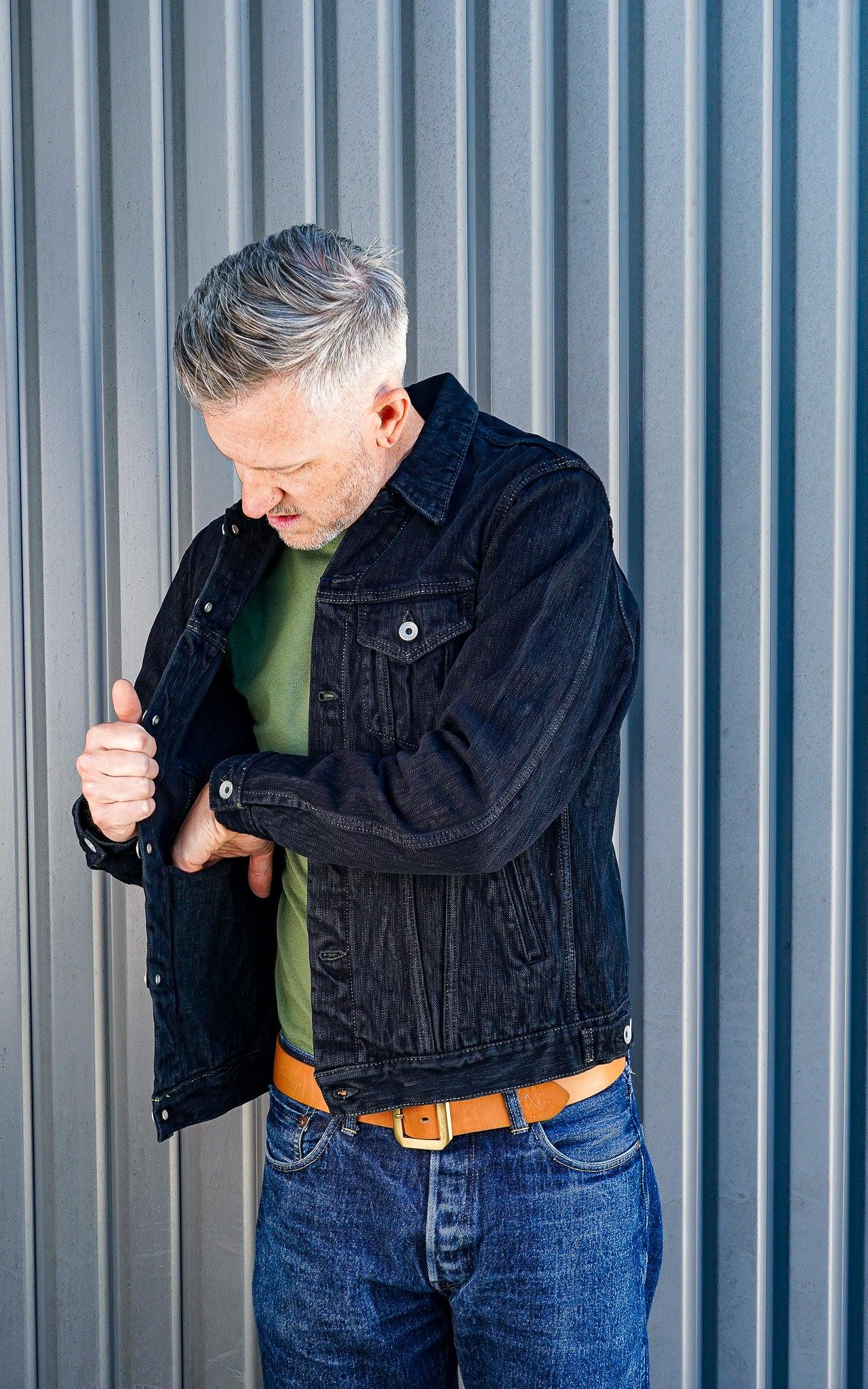 Iron Heart IH-526J-SLBod 16oz Slubby Selvedge Denim Type III Jacket - Indigo Overdyed Black