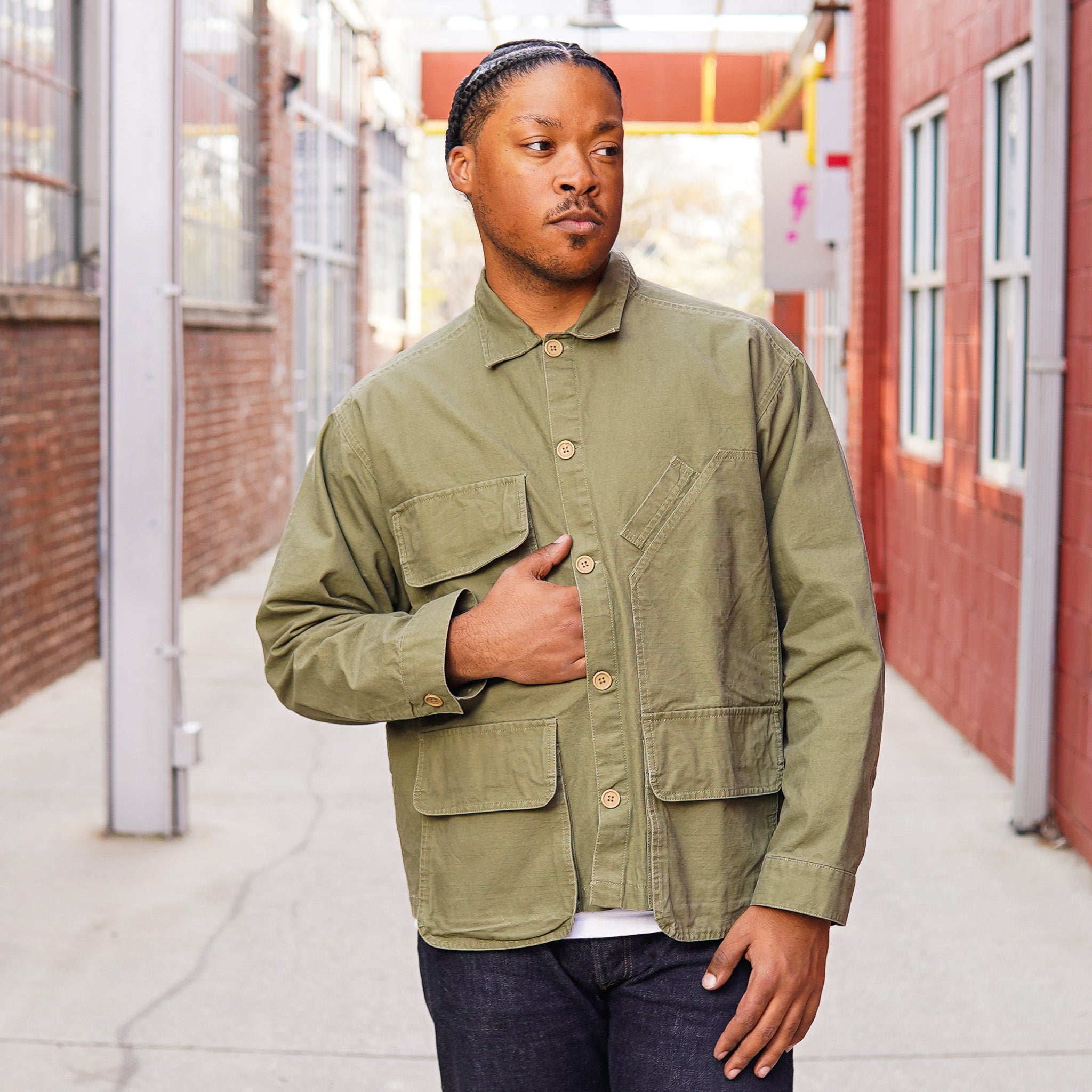 Brain Dead Military Shirt Jacket - Army – Guilty Party