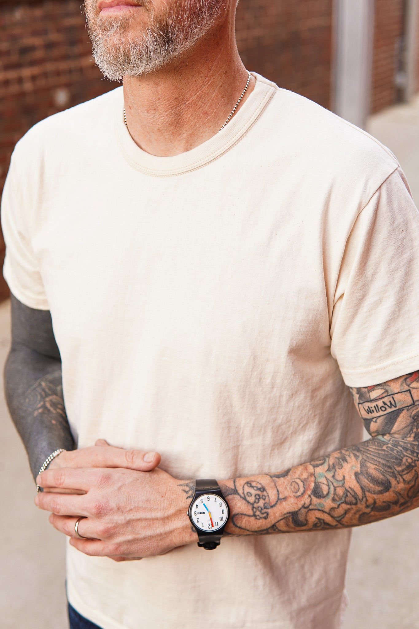 The Flat Head FN-THC-101 9oz Heavyweight Tee - Natural