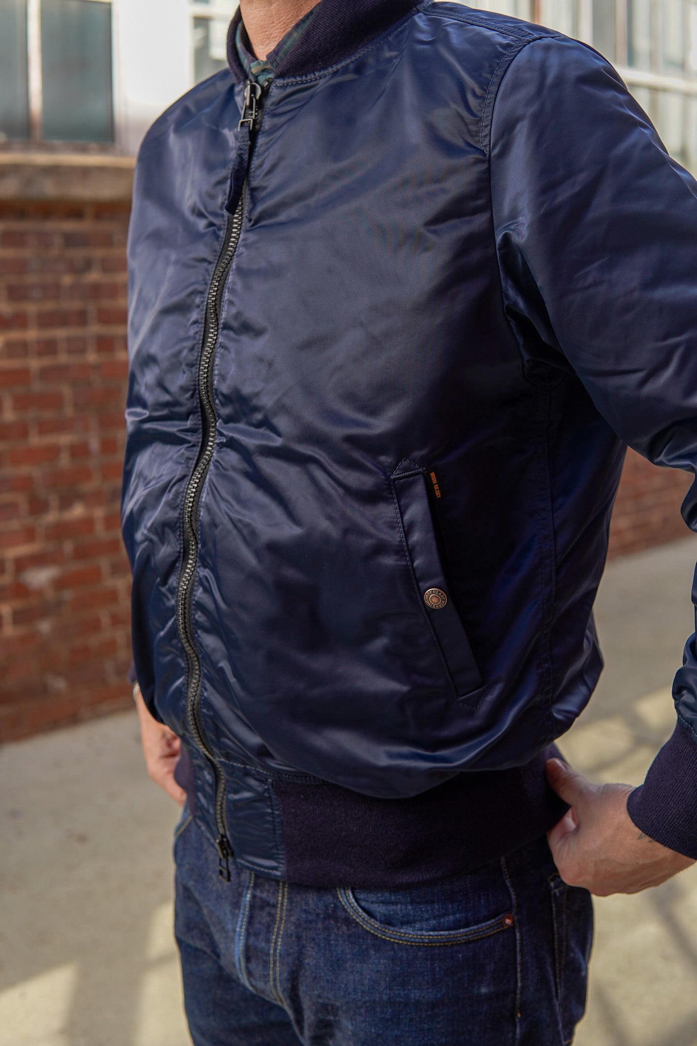 Iron Heart IHM-50-NAV 4.8oz Nylon Type L-2B Jacket - Navy